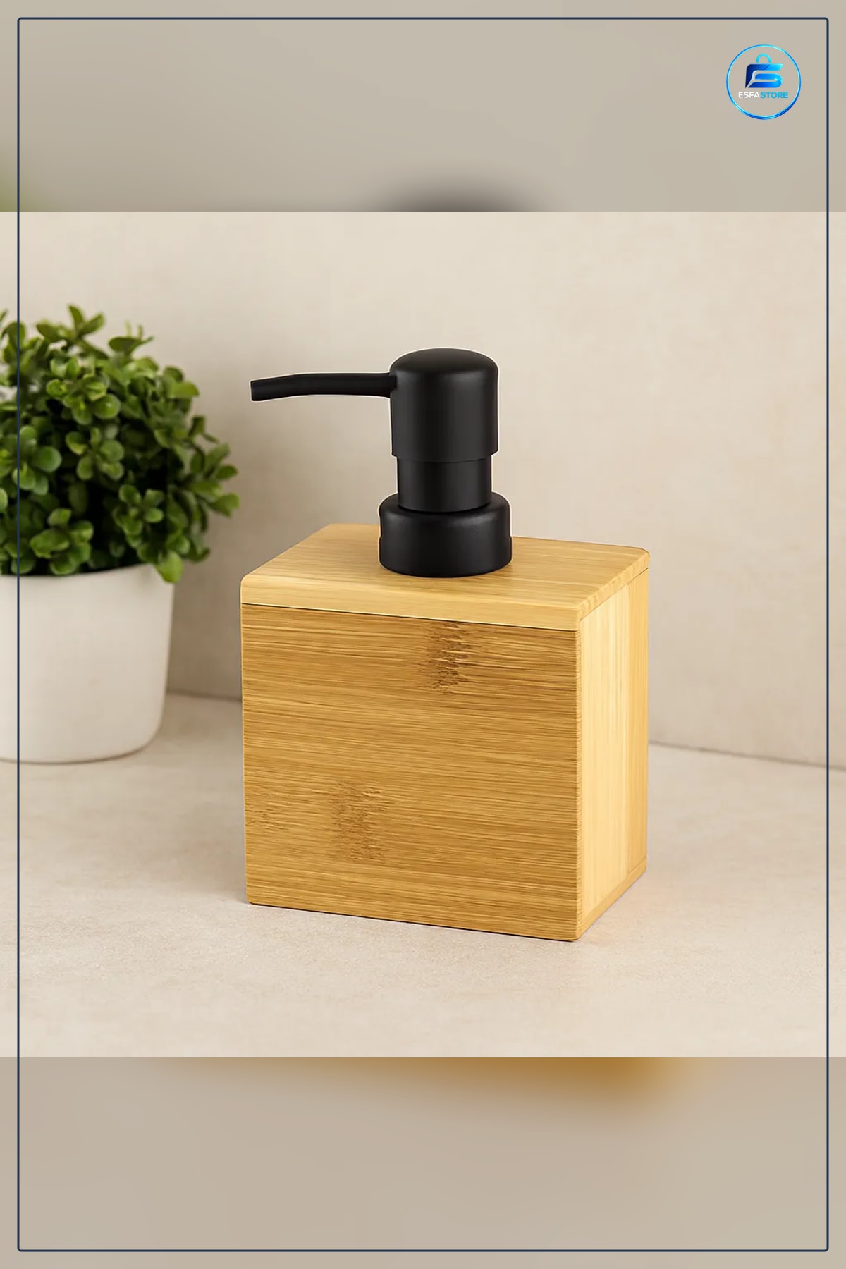 Bambu Sıvı Sabunluk Siyah Pompalı Dikdörtgen Banyo Lavabo Mutfak İçin Ahşap Görünümlü Dispenser