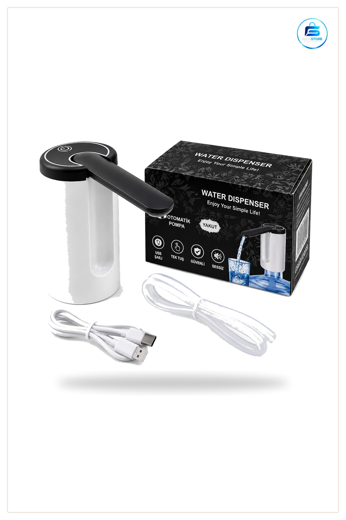 Damacana Pompası USB Şarjlı Otomatik 800mAh Taşınabilir Elektrikli Su Dağıtıcı Ofis Piknik