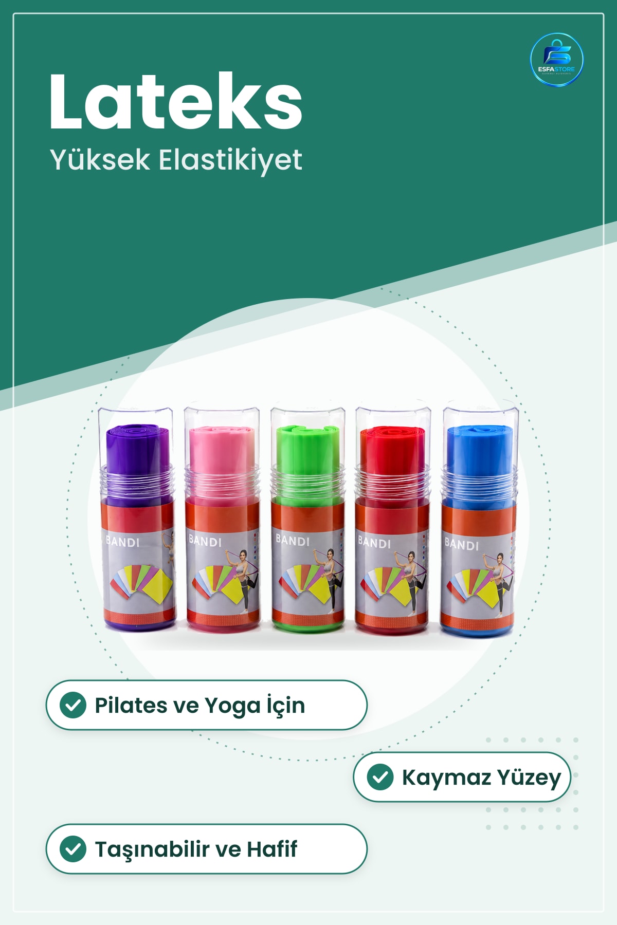 Direnç Lastiği Tekli Lateks Pilates Egzersiz Bandı Yoga Esneme Kuvvetlendirme Ev Spor Salonu