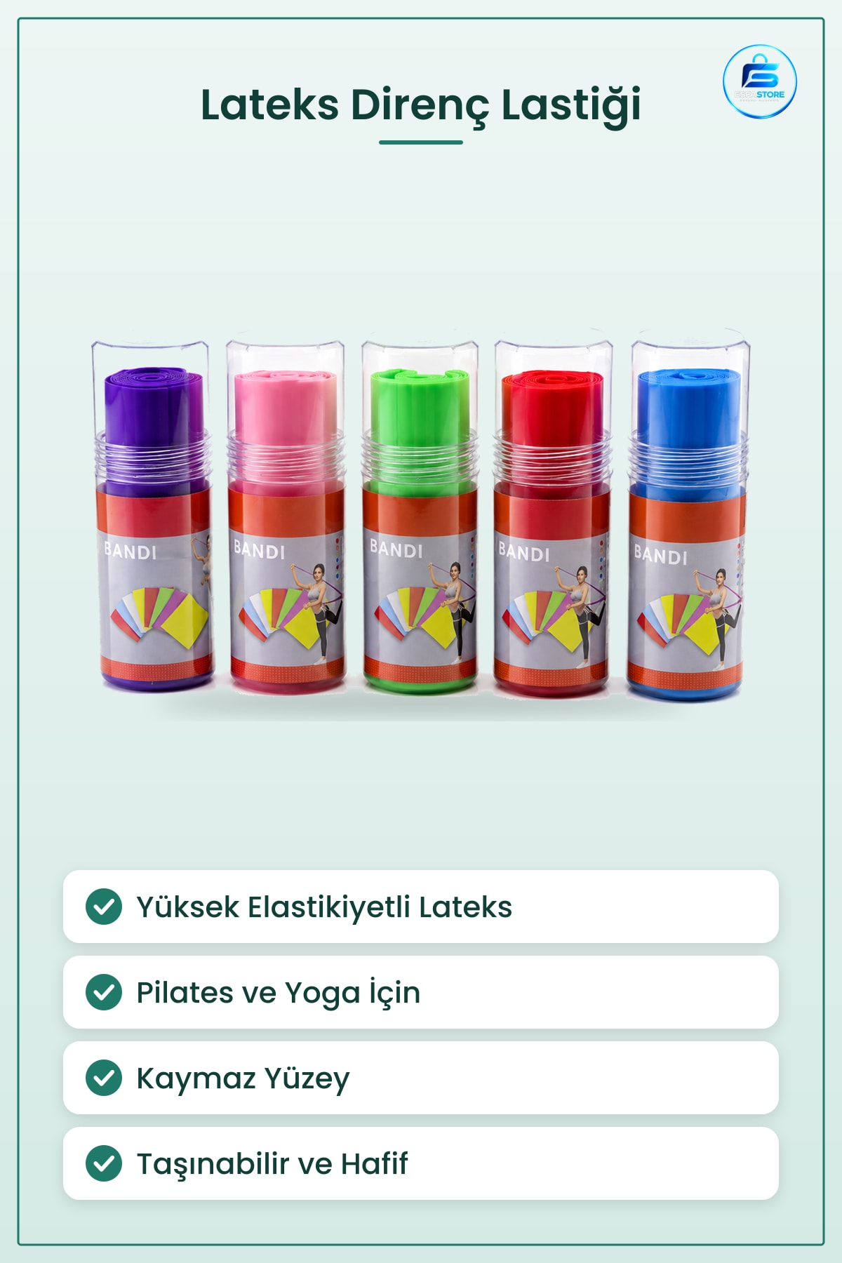 Direnç Lastiği Tekli Lateks Pilates Egzersiz Bandı Yoga Esneme Kuvvetlendirme Ev Spor Salonu