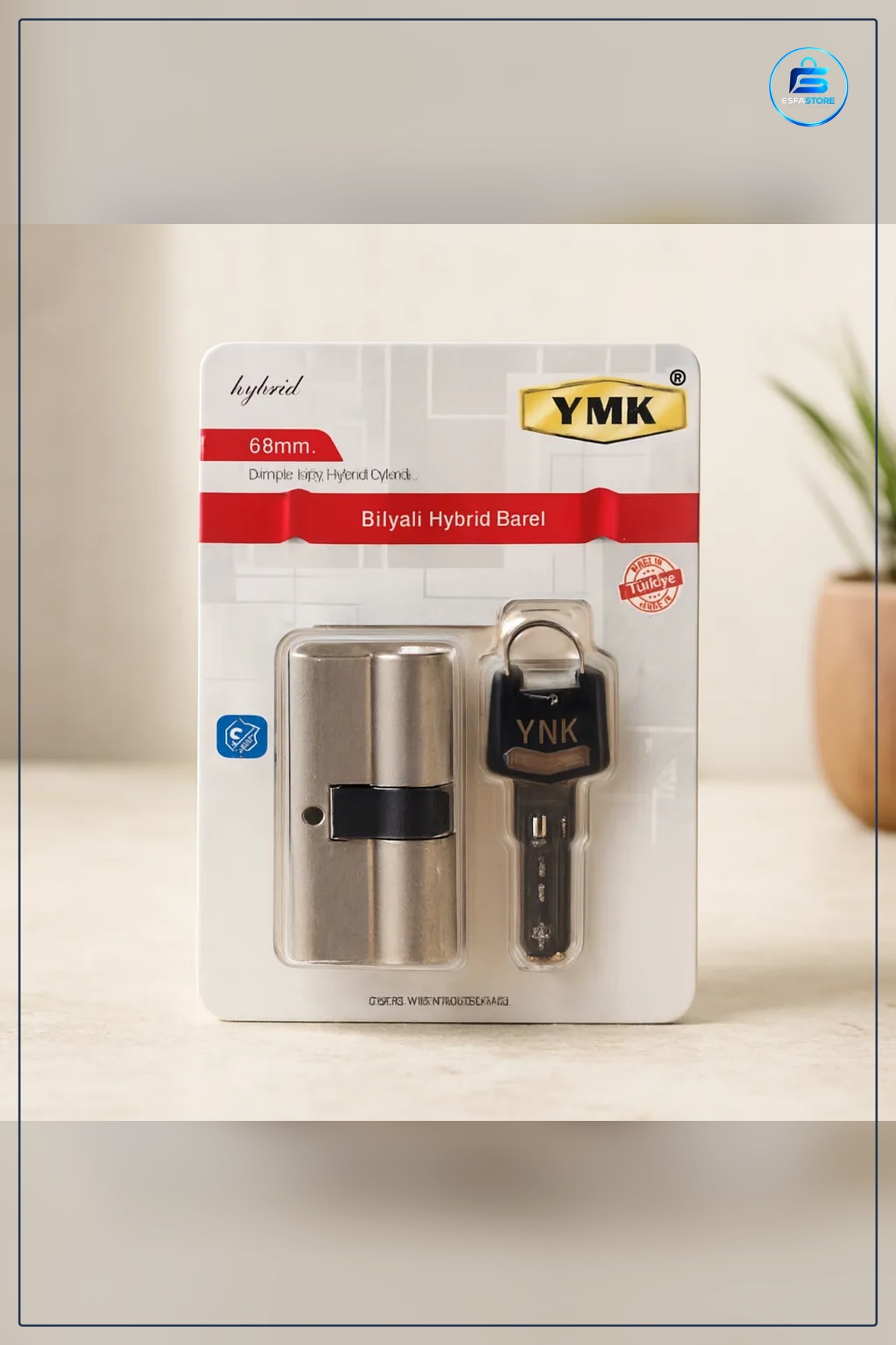 Bilyalı Hibrit Barel 68mm Kapı Hırdavatı Saten Kilit Silindiri Anahtarlı Ev Kullanımı