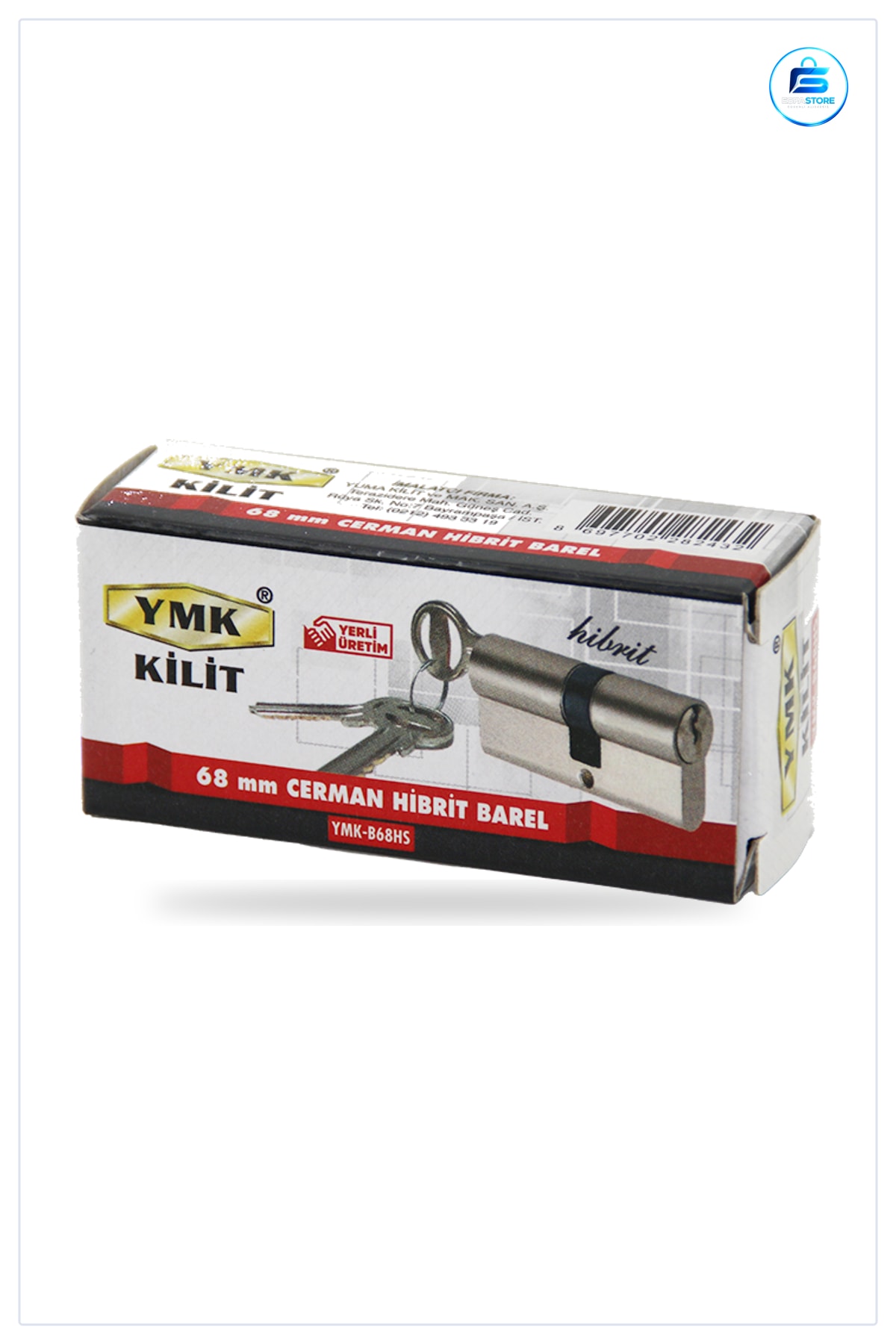 Hibrit Silindir Barel Kilit 68 mm Nikel Saten 3 Anahtar Kapı Güvenlik Değişim Konut İşyeri