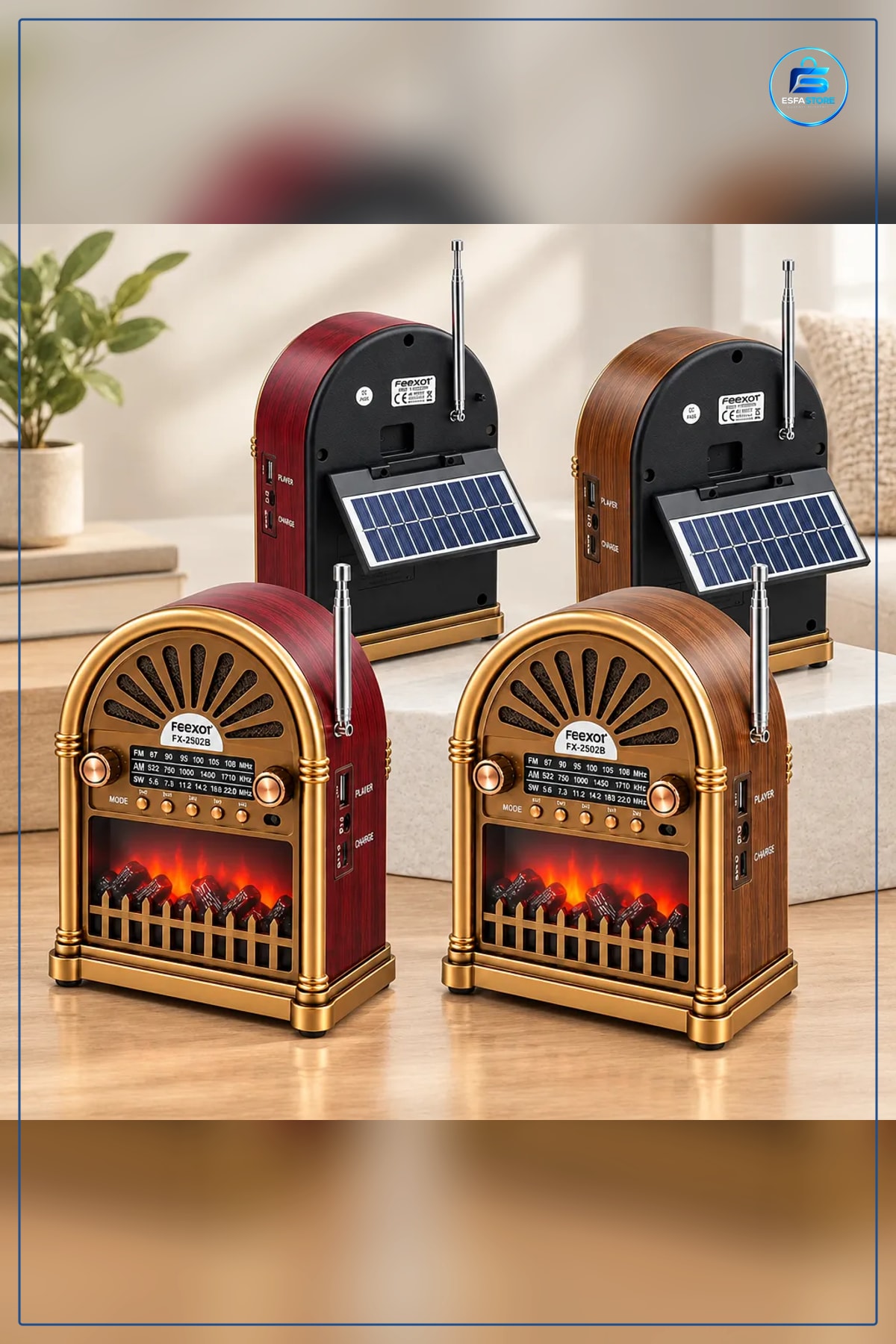 Solar Şarjlı Nostaljik Radyo Bluetooth Hoparlör AM FM SW USB Type C Taşınabilir Retro Dekoratif