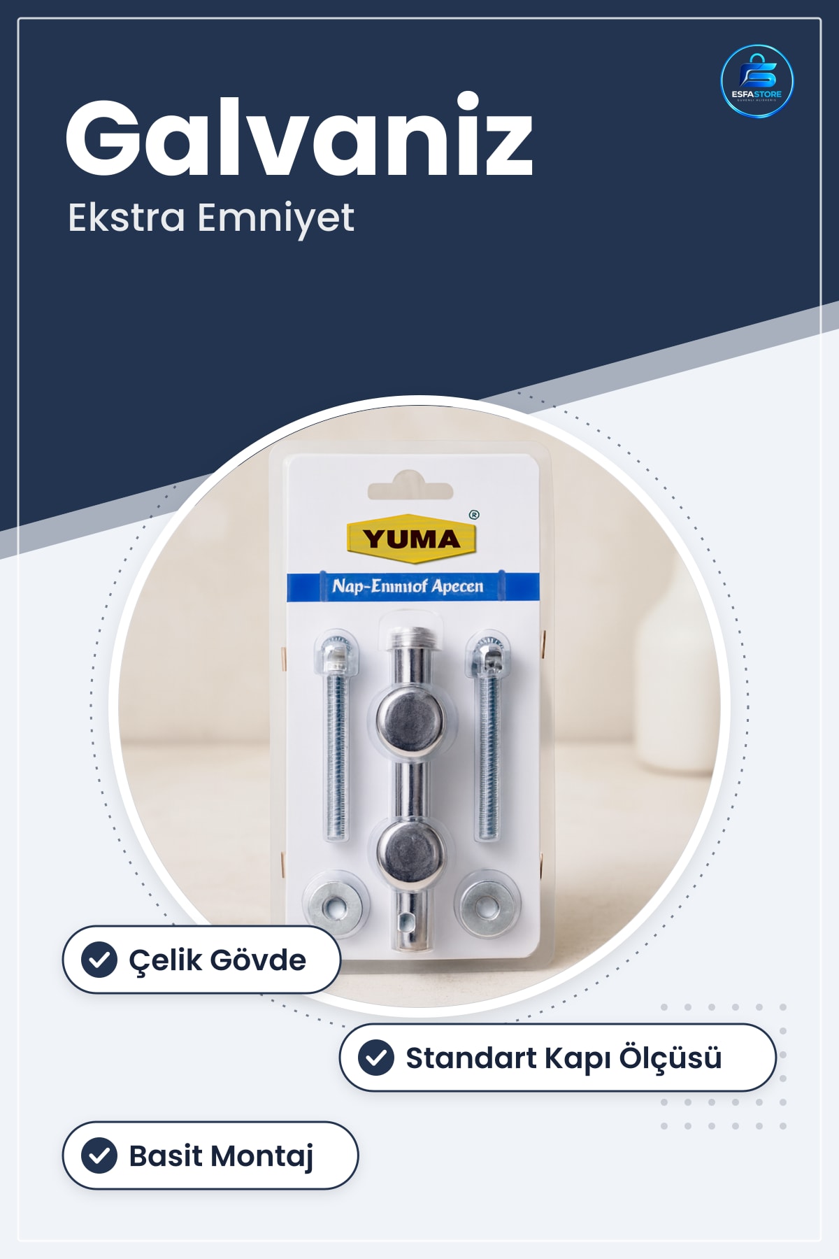 Kapı Emniyet Aparatı Çelik Gövdeli Galvaniz Kaplama Ev Apartman Ofis İçin Hırsızlığa Karşı Koruma