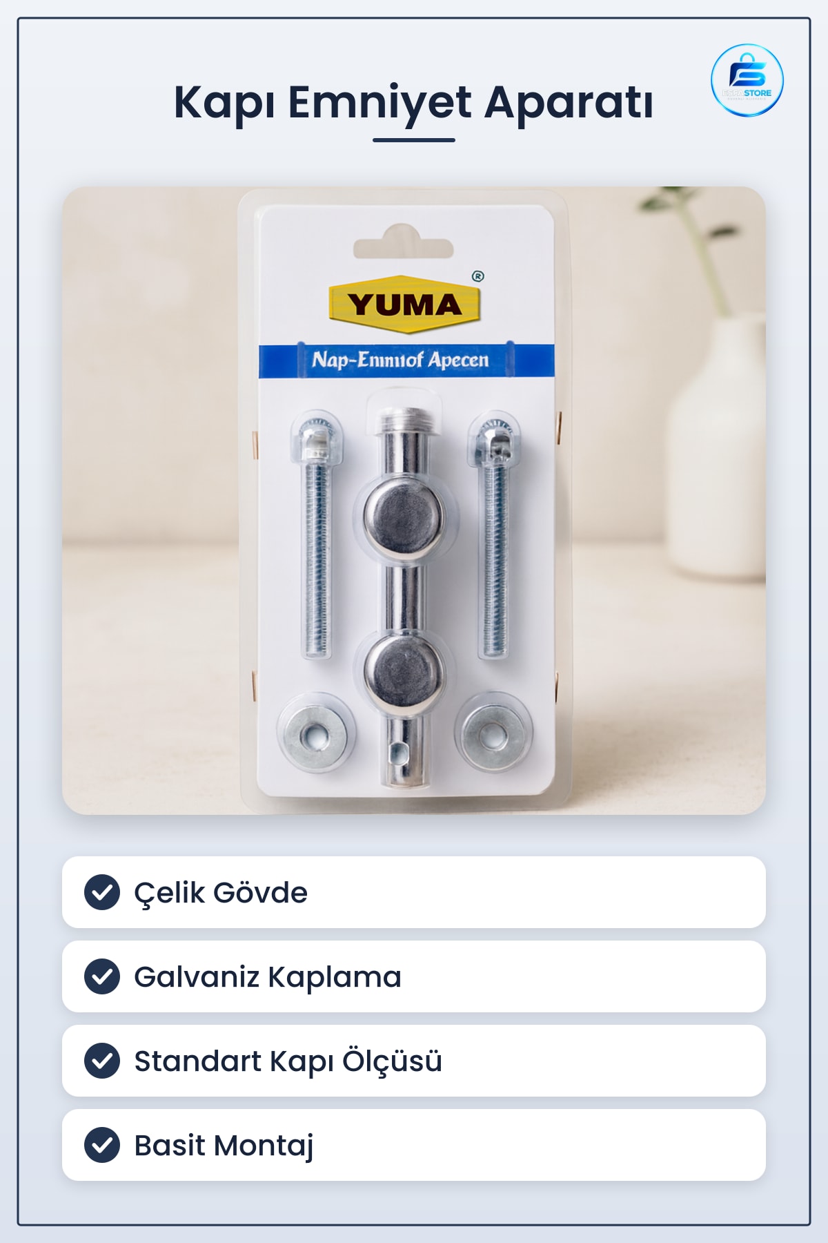 Kapı Emniyet Aparatı Çelik Gövdeli Galvaniz Kaplama Ev Apartman Ofis İçin Hırsızlığa Karşı Koruma