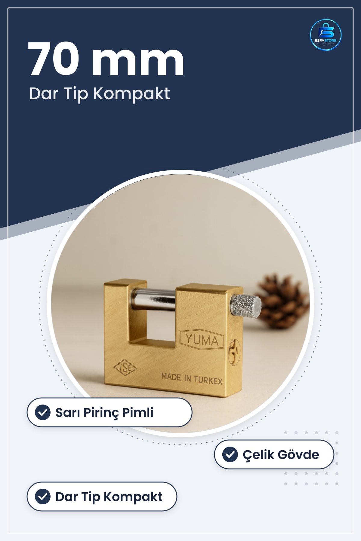 Kayar Milli Kilit Dar Tip Sarı Pirinç Pimli 70 mm Çelik Gövde Sürgülü Kapı Dolap Kompakt