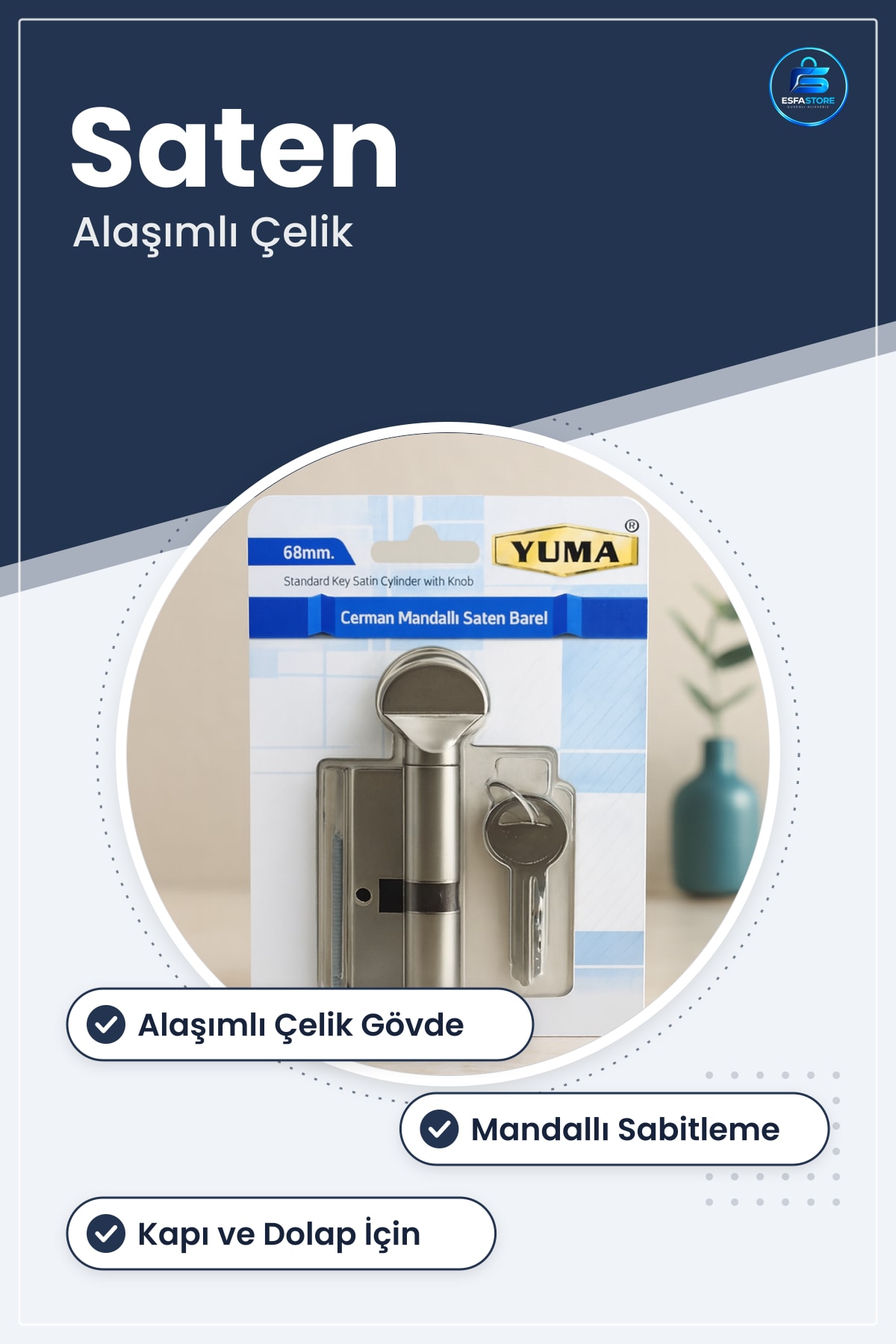 Mandallı Saten Barel Kilit Alaşımlı Çelik Kapı Dolap Bölme Güvenli Kilitleme Ev Hırdavatı