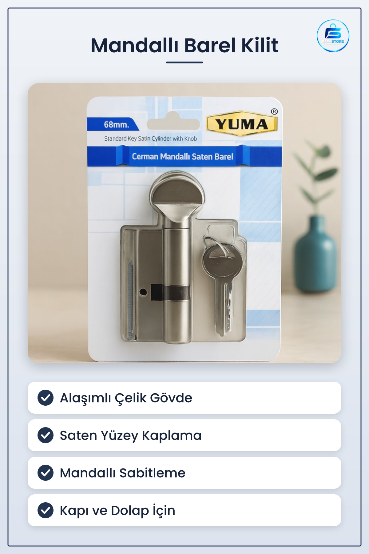 Mandallı Saten Barel Kilit Alaşımlı Çelik Kapı Dolap Bölme Güvenli Kilitleme Ev Hırdavatı