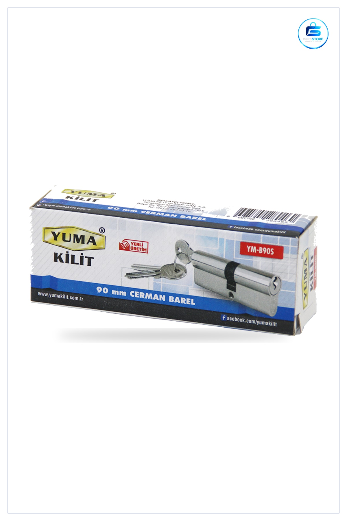Saten Nikel Silindir Barel 90 mm Cerman Kapı Kilidi Hırdavatı 3 Anahtarlı Güvenlik Kilit Silindiri