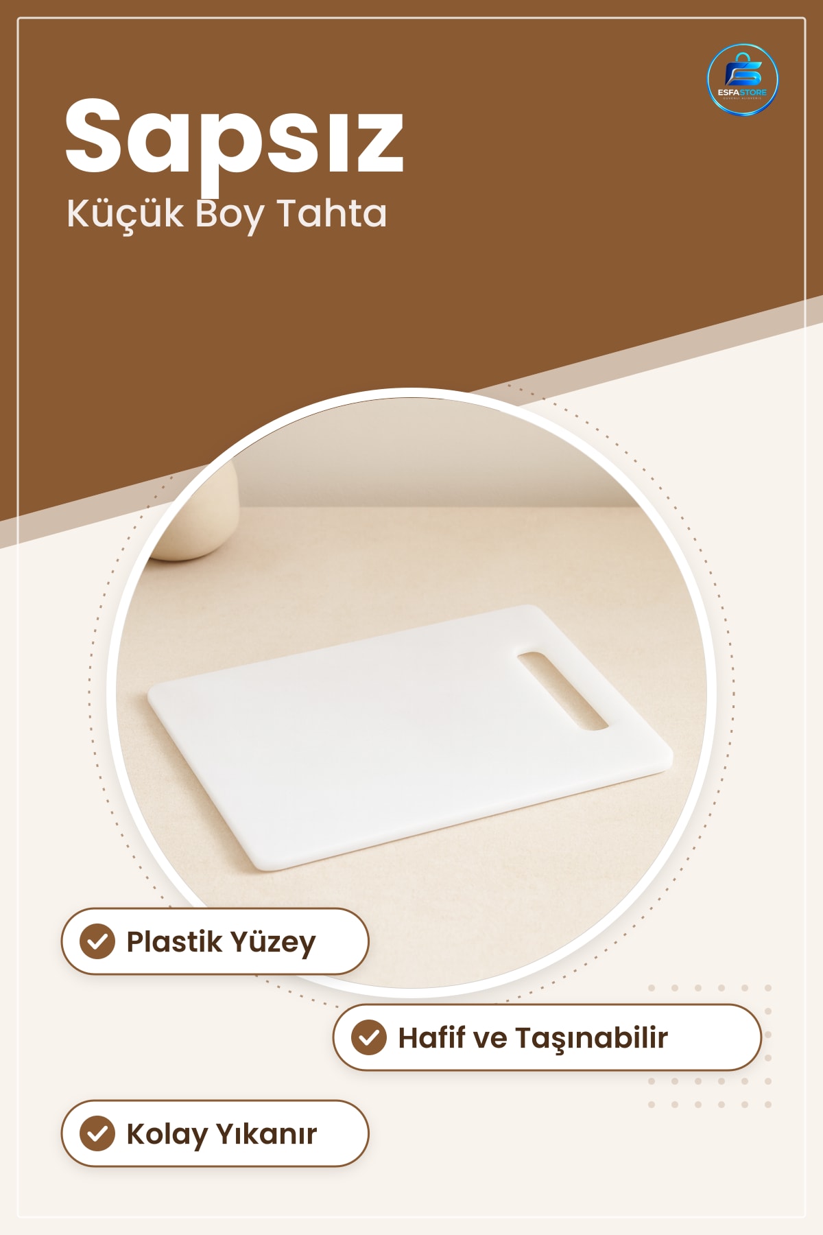 Kesme Tahtası Küçük Plastik Kesim Panosu Sapsiz Mutfak Sebze Meyve Hazırlık Hafif Taşınabilir