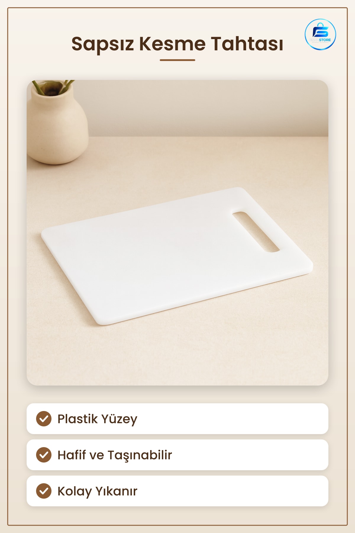 Kesme Tahtası Küçük Plastik Kesim Panosu Sapsiz Mutfak Sebze Meyve Hazırlık Hafif Taşınabilir
