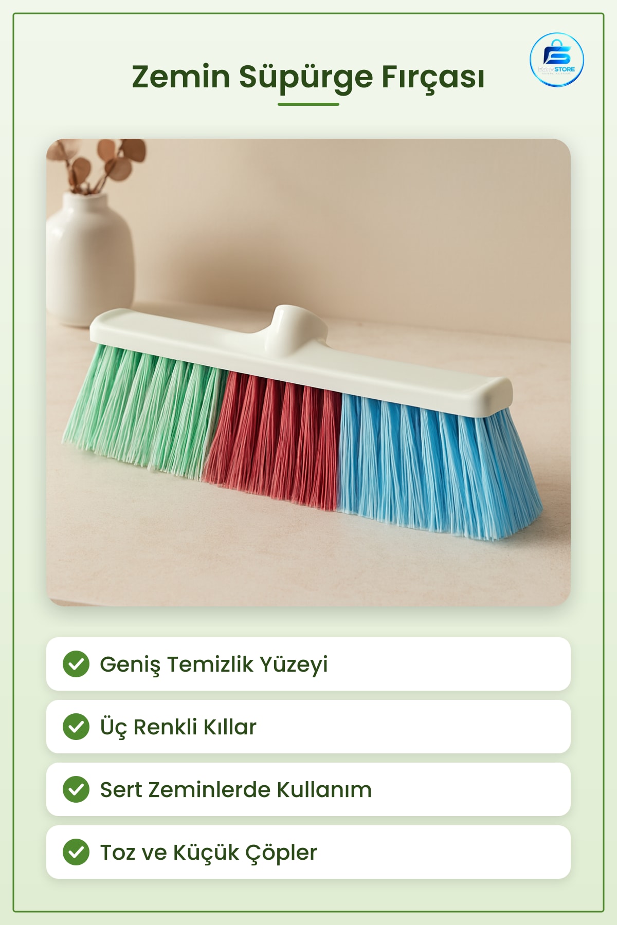 Temizlik Fırçası 40 cm Süpürge Başlığı Çok Renkli Kıllı Zemin Süpürgesi Ev ve Bahçe İçin