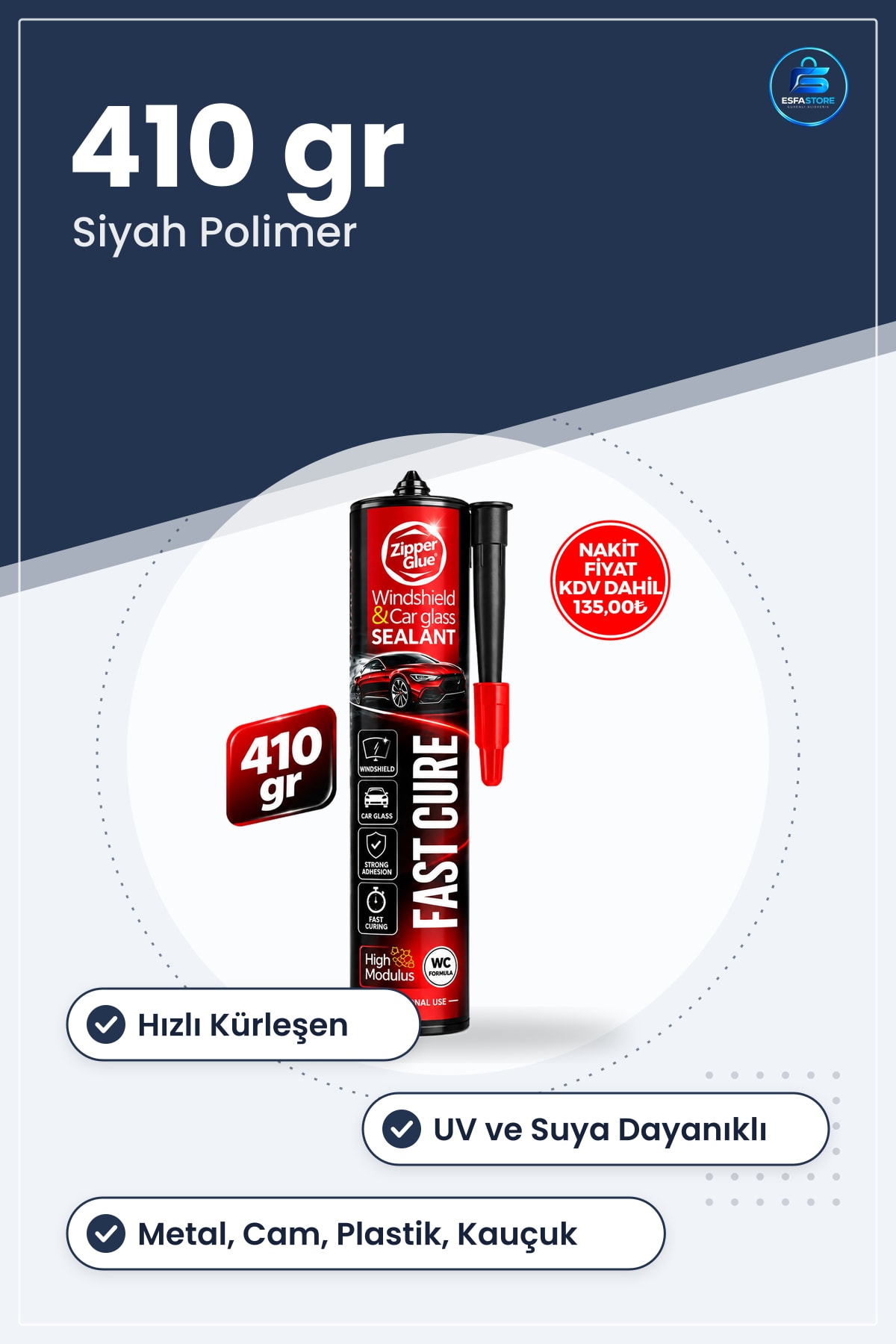 Araç Camı ve Çok Amaçlı Siyah Yapıştırıcı Hızlı Kürleşen UV Suya Dayanıklı Polimer Sealant