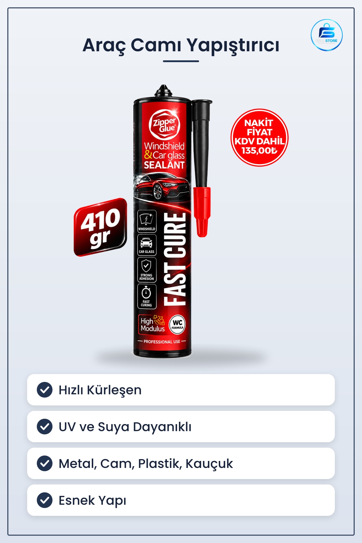 Araç Camı ve Çok Amaçlı Siyah Yapıştırıcı Hızlı Kürleşen UV Suya Dayanıklı Polimer Sealant