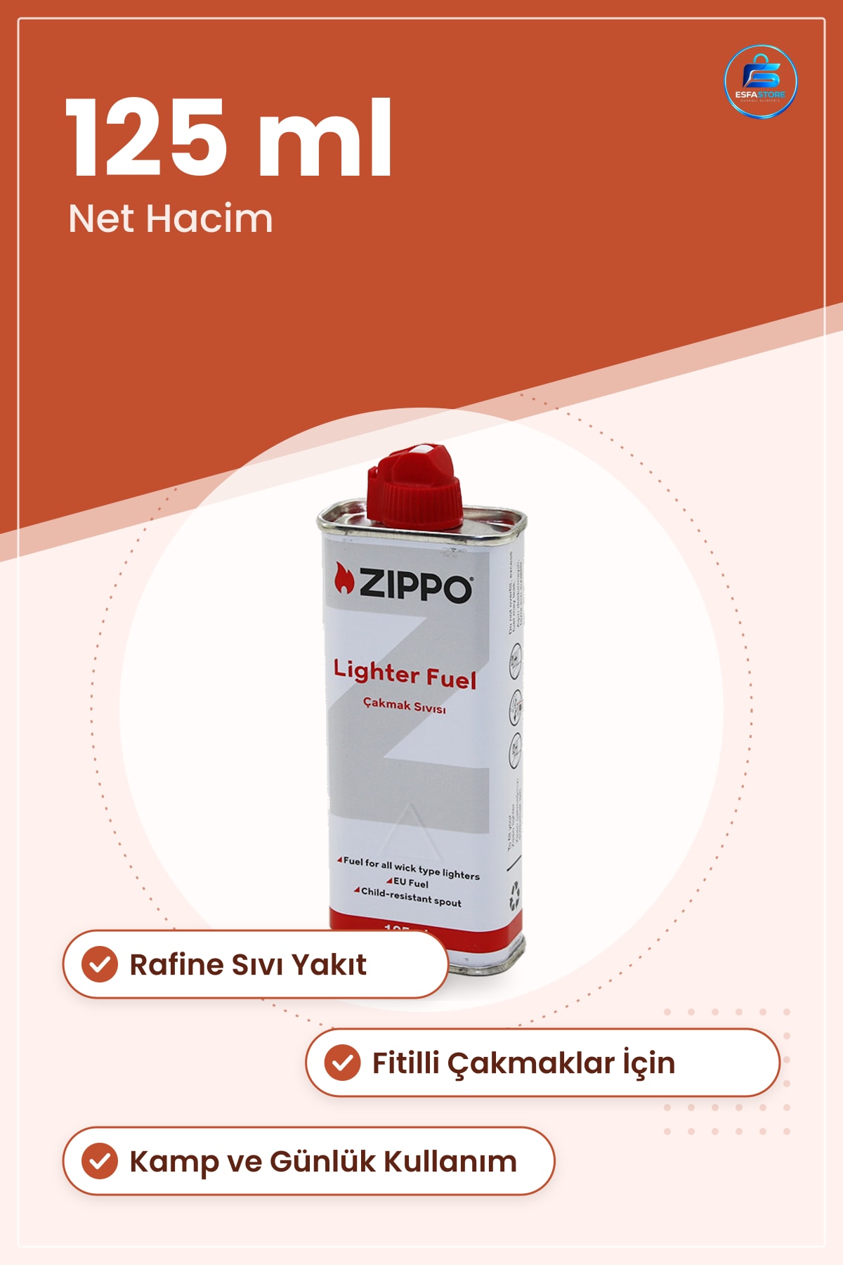Çakmak Gazı 125 ml Benzin Fitilli Çakmaklar İçin Rafine Sıvı Yakıt Kamp ve Günlük Kullanım