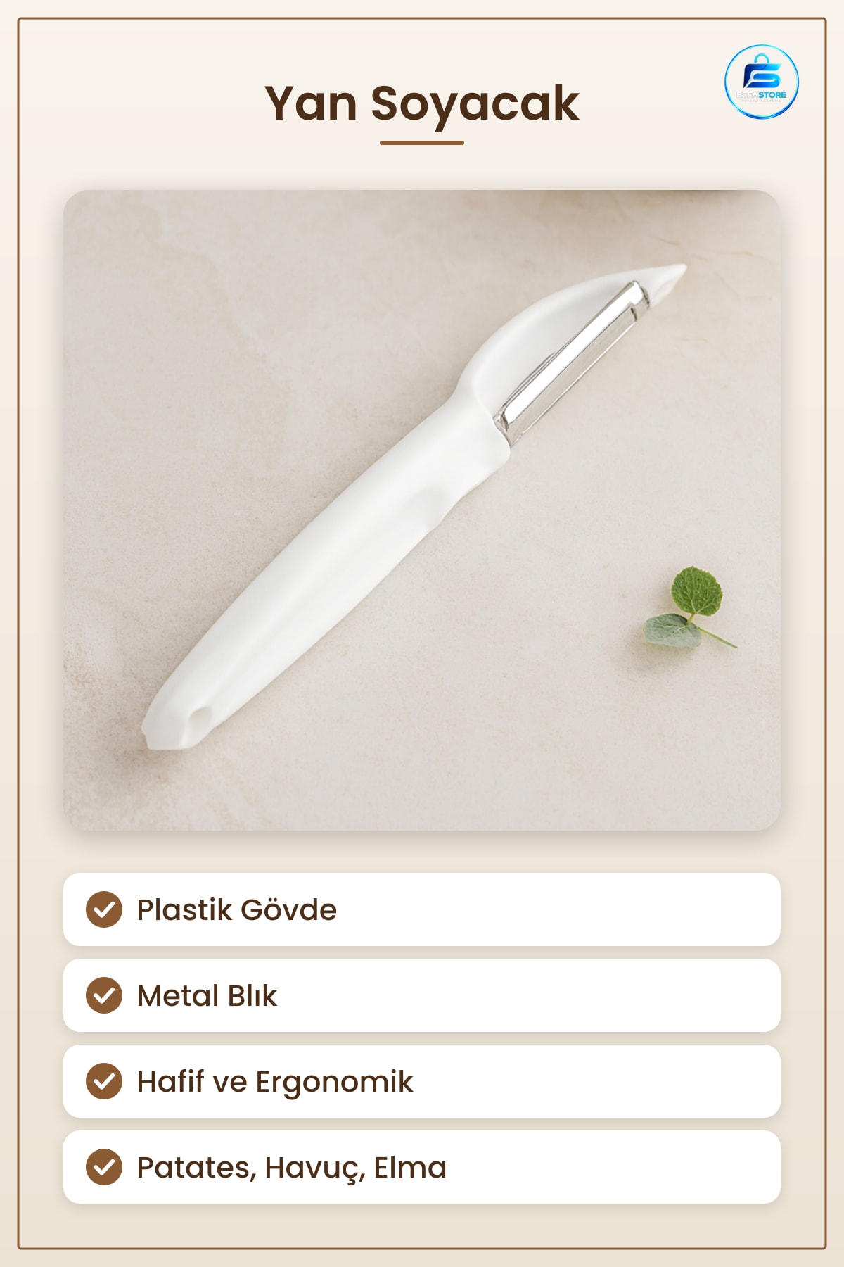 Yan Soyacak Plastik Gövdeli Sebze ve Meyve Soyacağı Metal Bıçaklı Mutfak Soyma Aleti
