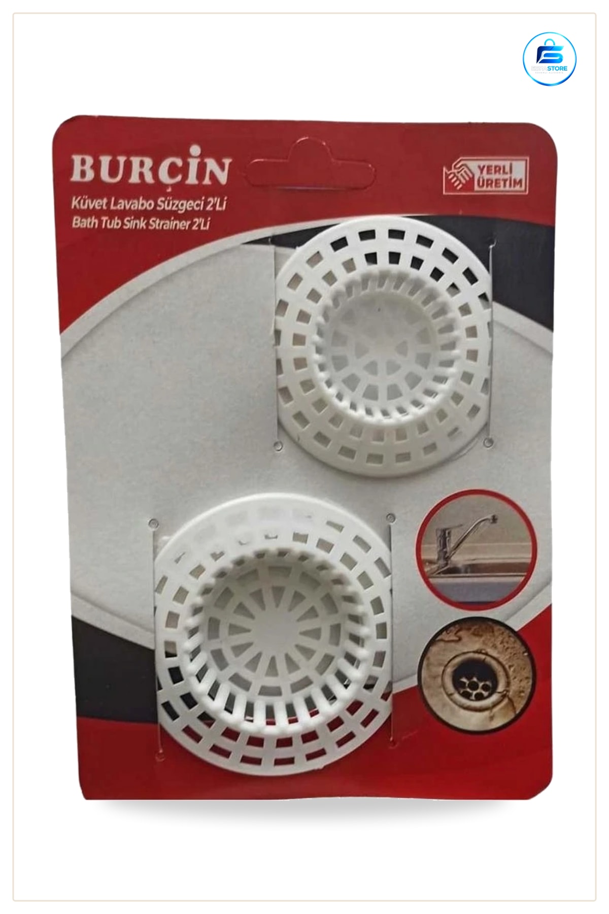 Süzgeç Küvet Lavabo Süzgeci 2 Parça Set Banyo Su Tahliye Saç Tutucu Günlük Kullanım