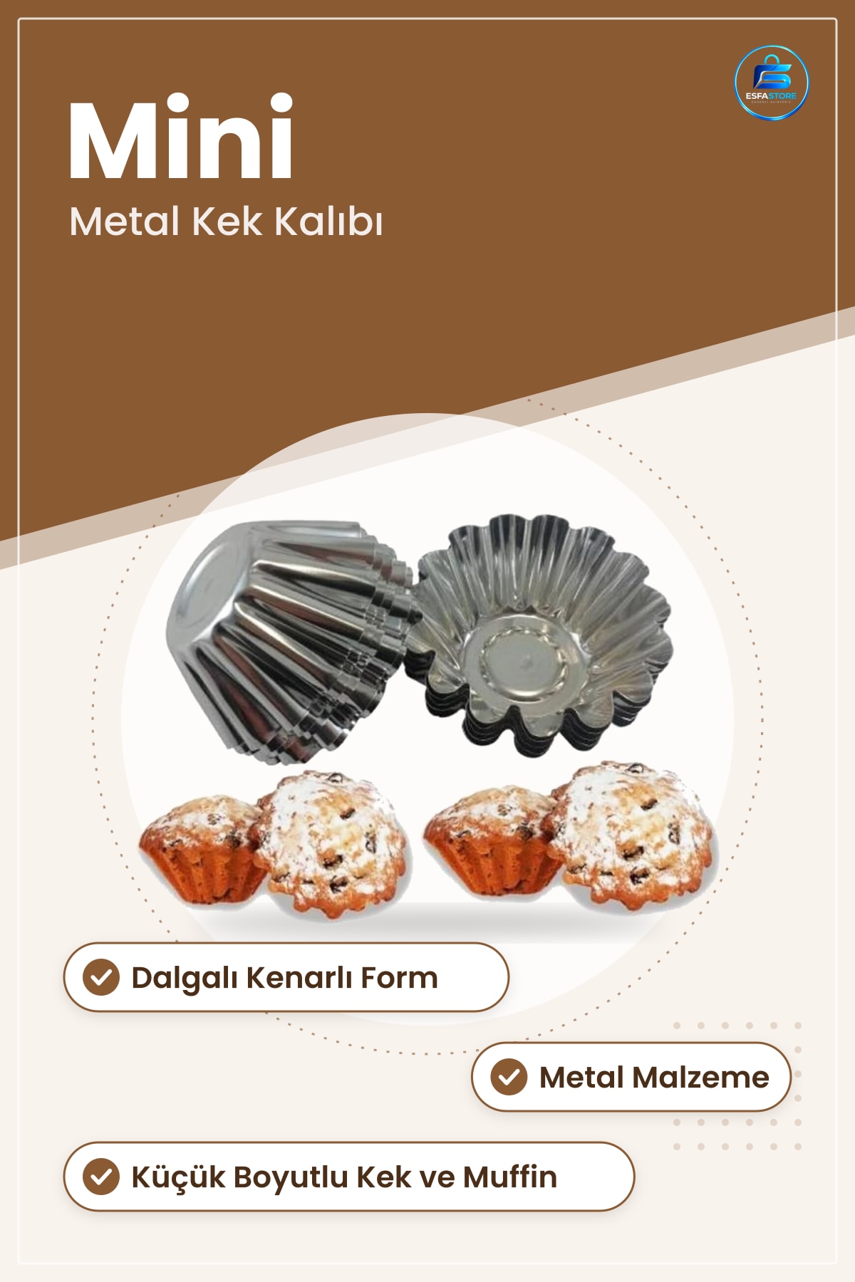 Küçük Metal Kek Kalıbı Dalgalı Kenarlı Mini Muffin Fırın Ev Tipi Pişirme Kabı Mutfak