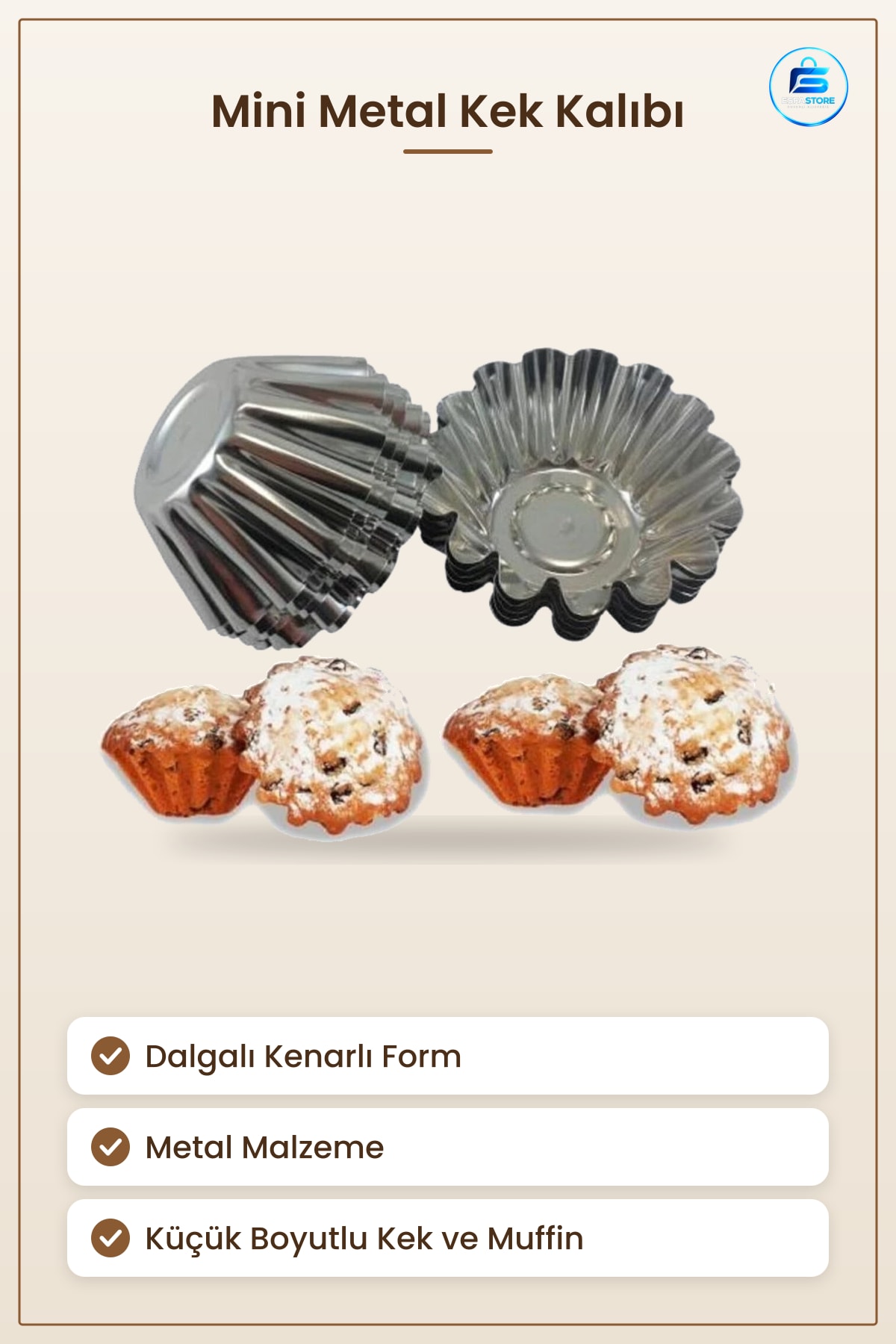 Küçük Metal Kek Kalıbı Dalgalı Kenarlı Mini Muffin Fırın Ev Tipi Pişirme Kabı Mutfak