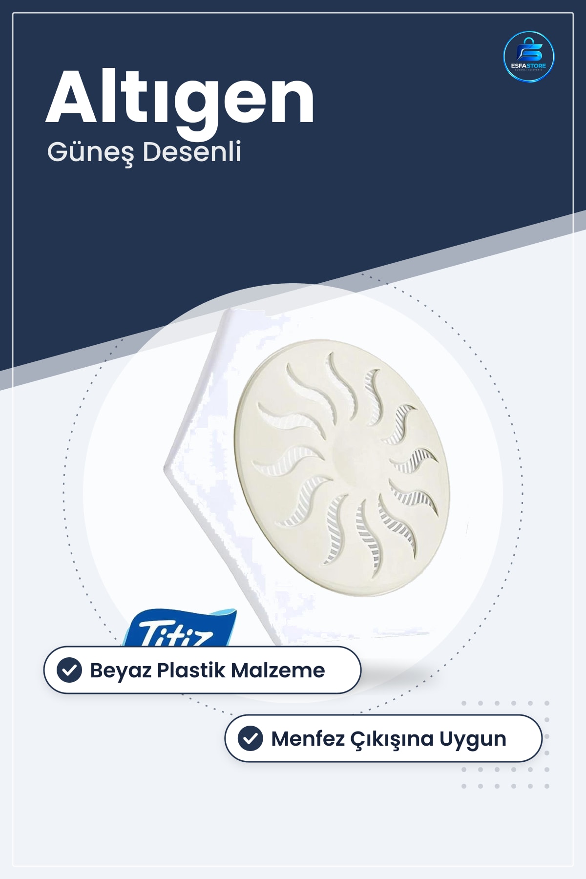 Petek Baca Kapağı Menfez Beyaz Plastik Havalandırma Izgarası Altıgen Güneş Desenli Hava Girişi