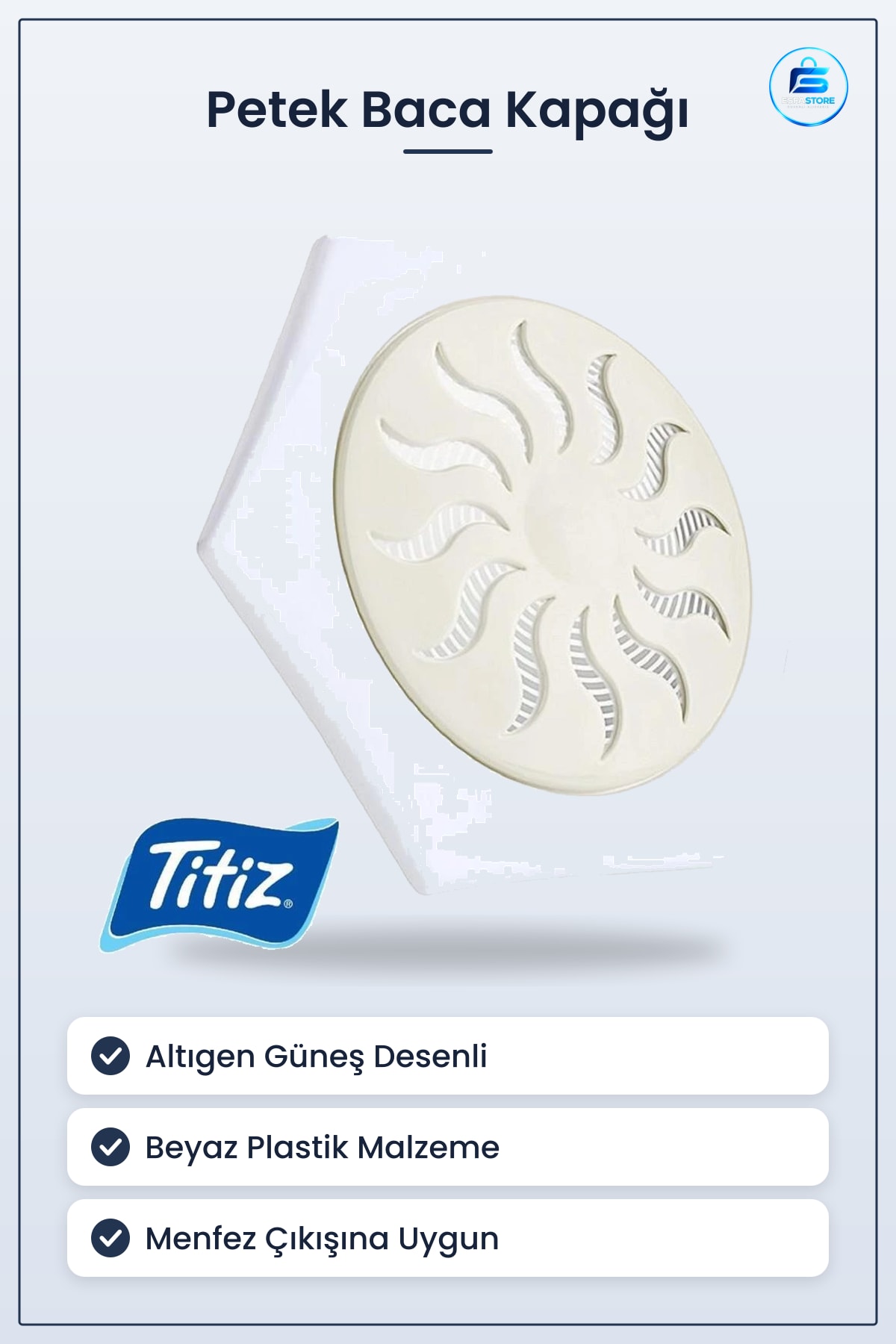 Petek Baca Kapağı Menfez Beyaz Plastik Havalandırma Izgarası Altıgen Güneş Desenli Hava Girişi