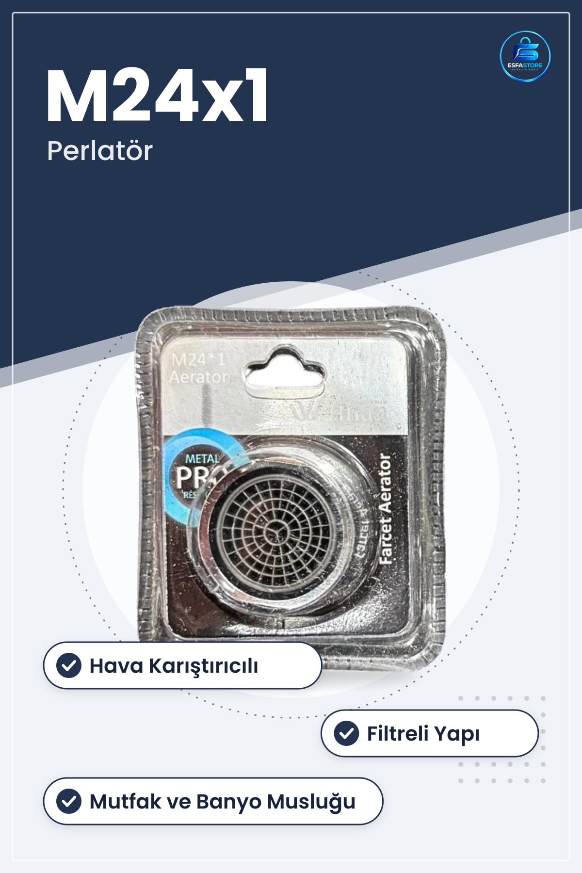 Metal Perlatör Musluk Başlığı M24x1 Dişli Aerator Mutfak Banyo Hava Karıştırıcı Filtreli