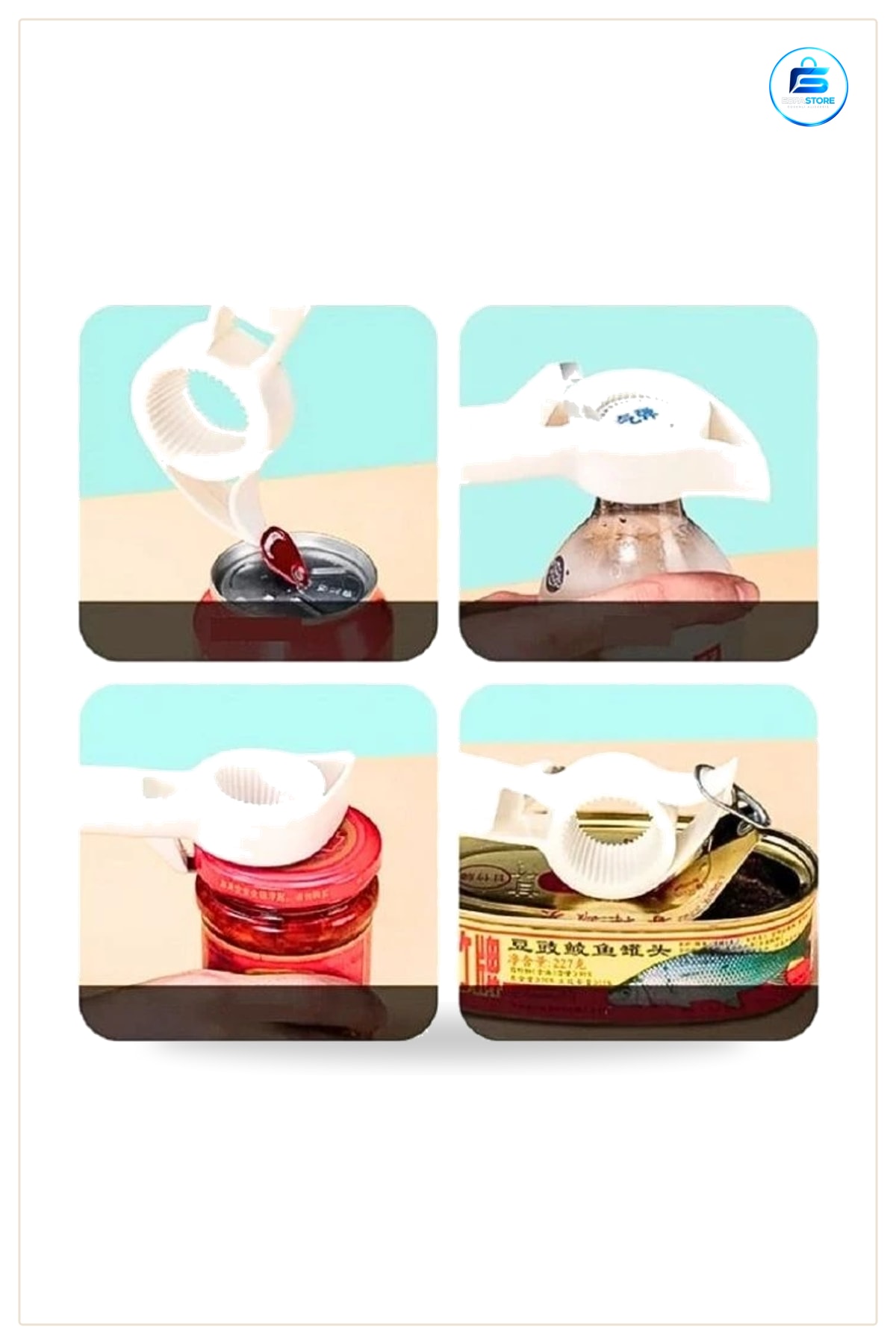 Şişe Açacağı Çok Amaçlı Konserve Kavanoz Kapak Açıcı Mutfak Beyaz Plastik Pratik Kolay Kullanım