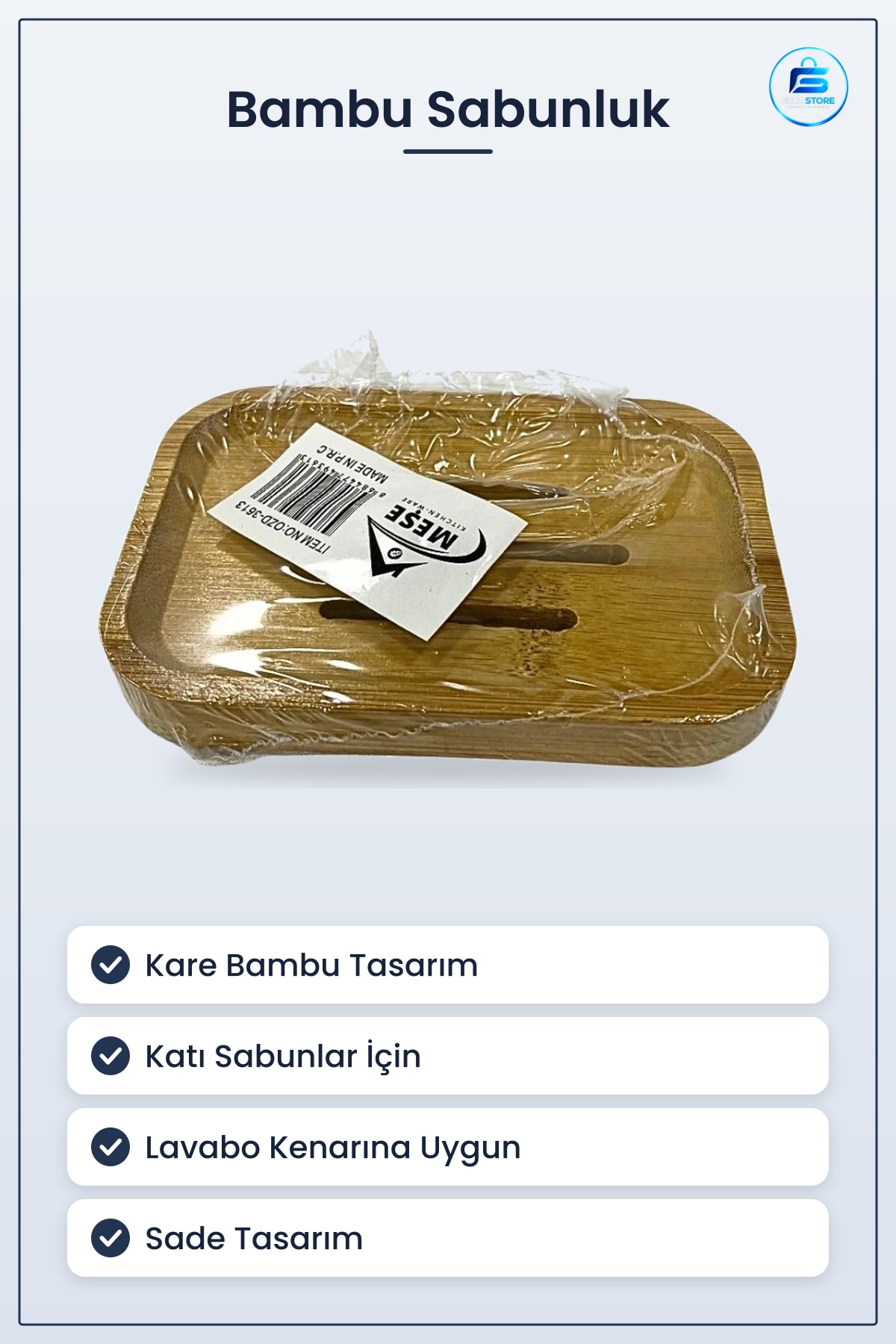 Bambu Sabunluk Kare Katı Sabun Tutucu Banyo Lavabo Kenarı Düzenleyici Tepsi Sade Tasarım