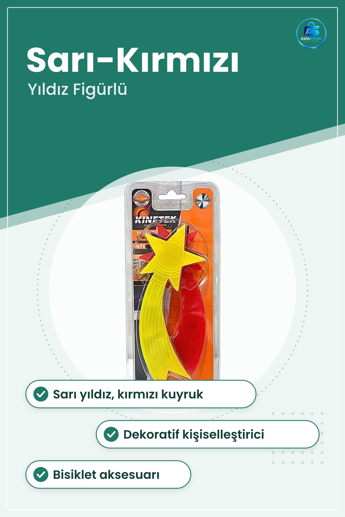 Kuyruklu Yıldız Bisiklet Süsü Dekoratif Kişiselleştirici Sarı Kırmızı Dekor Tarz Aksesuarı