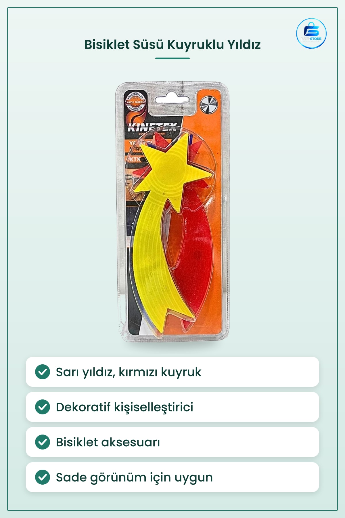 Kuyruklu Yıldız Bisiklet Süsü Dekoratif Kişiselleştirici Sarı Kırmızı Dekor Tarz Aksesuarı