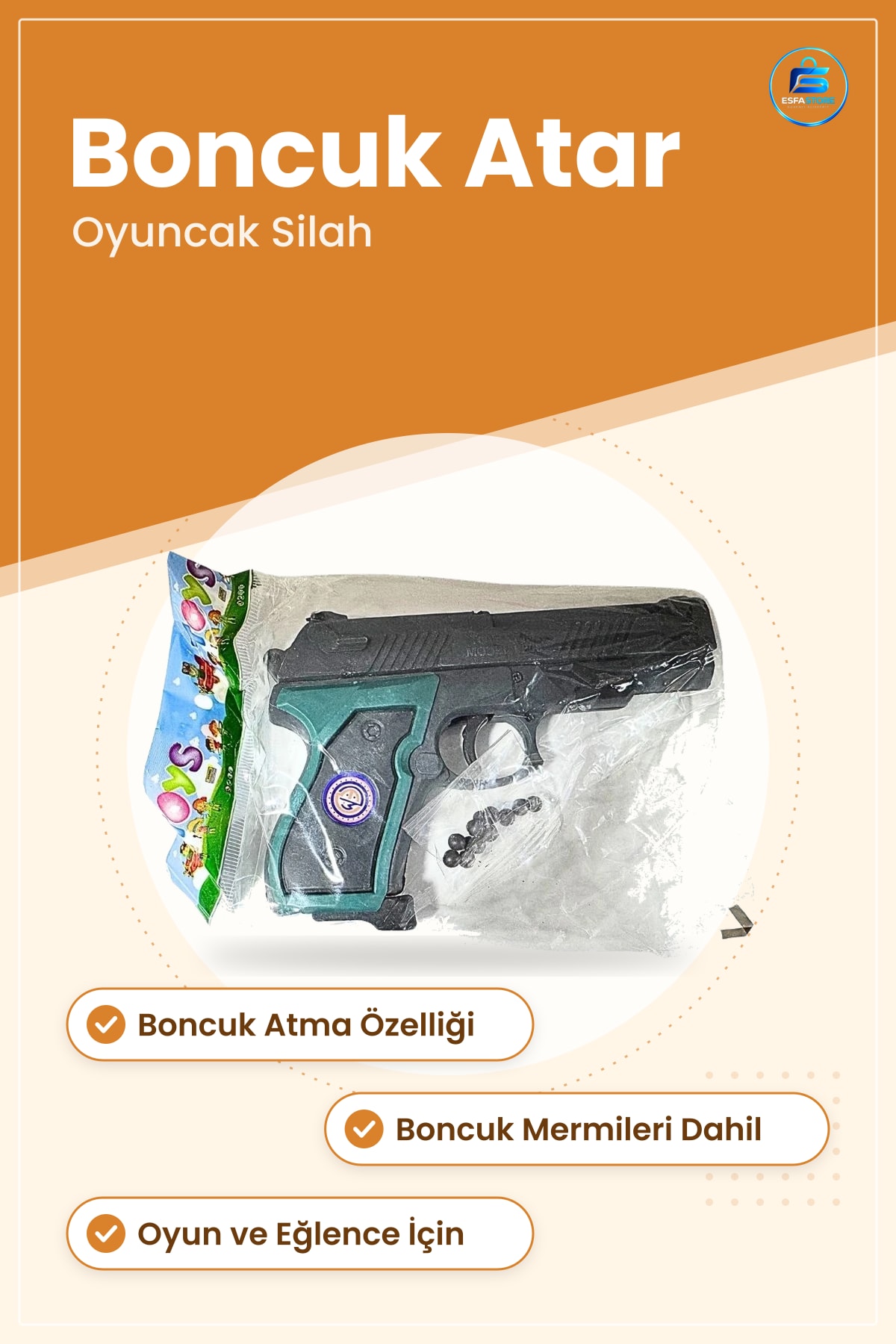 Küçük Boncuk Atan Oyuncak Silah Tabanca Çocuklar İçin Eğlence Oyunu Hediye Fikri