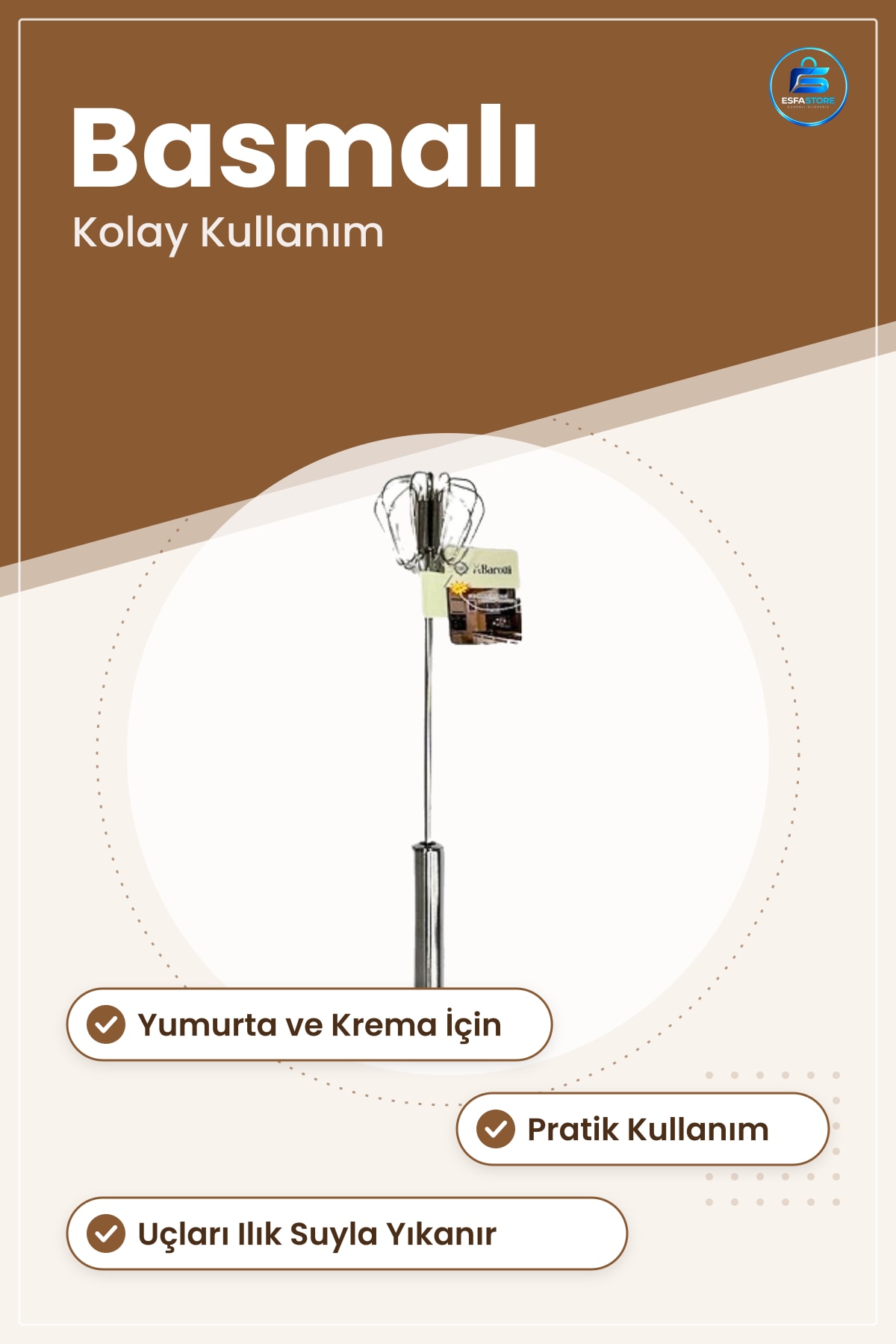Basmalı Çırpıcı Yumurta Krema Çırpma Aleti Mutfak Yemek Hazırlık Pratik El Gereci Kolay Kullanım