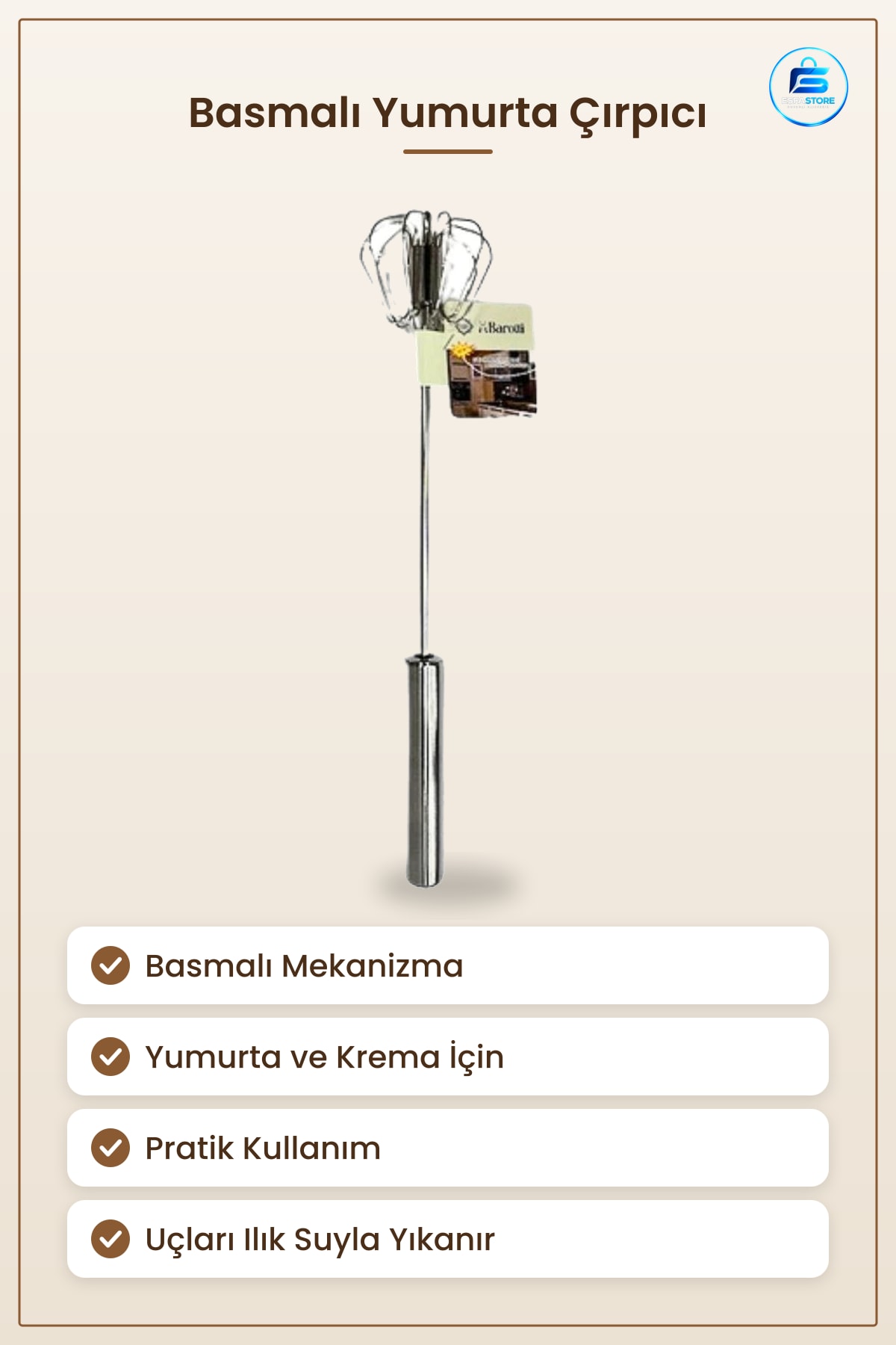 Basmalı Çırpıcı Yumurta Krema Çırpma Aleti Mutfak Yemek Hazırlık Pratik El Gereci Kolay Kullanım