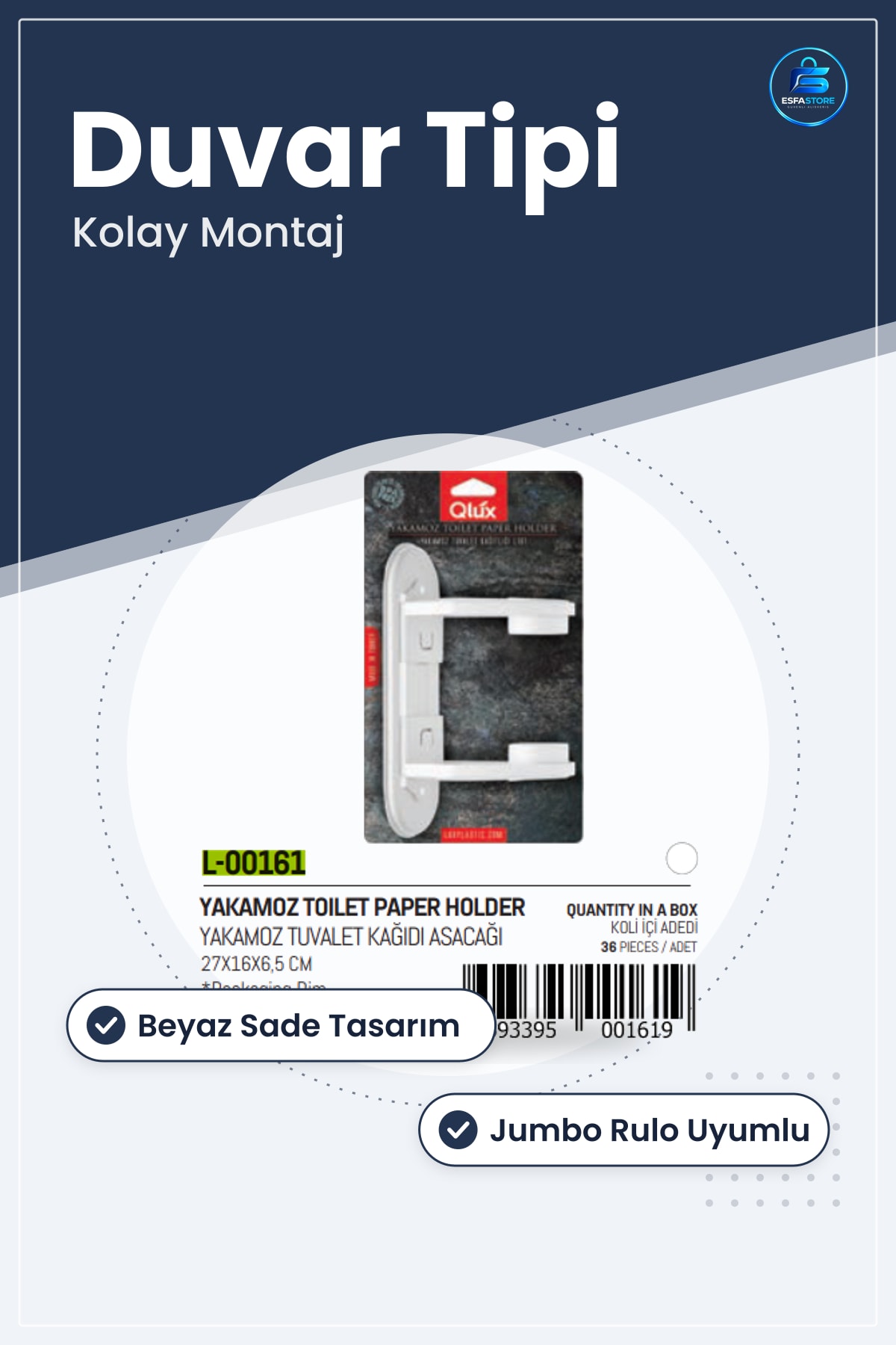 Tuvalet Kağıtlığı Duvar Tipi WC Kağıt Asacağı Beyaz Banyo Aksesuarı Kolay Montaj Ev Ofis Otel