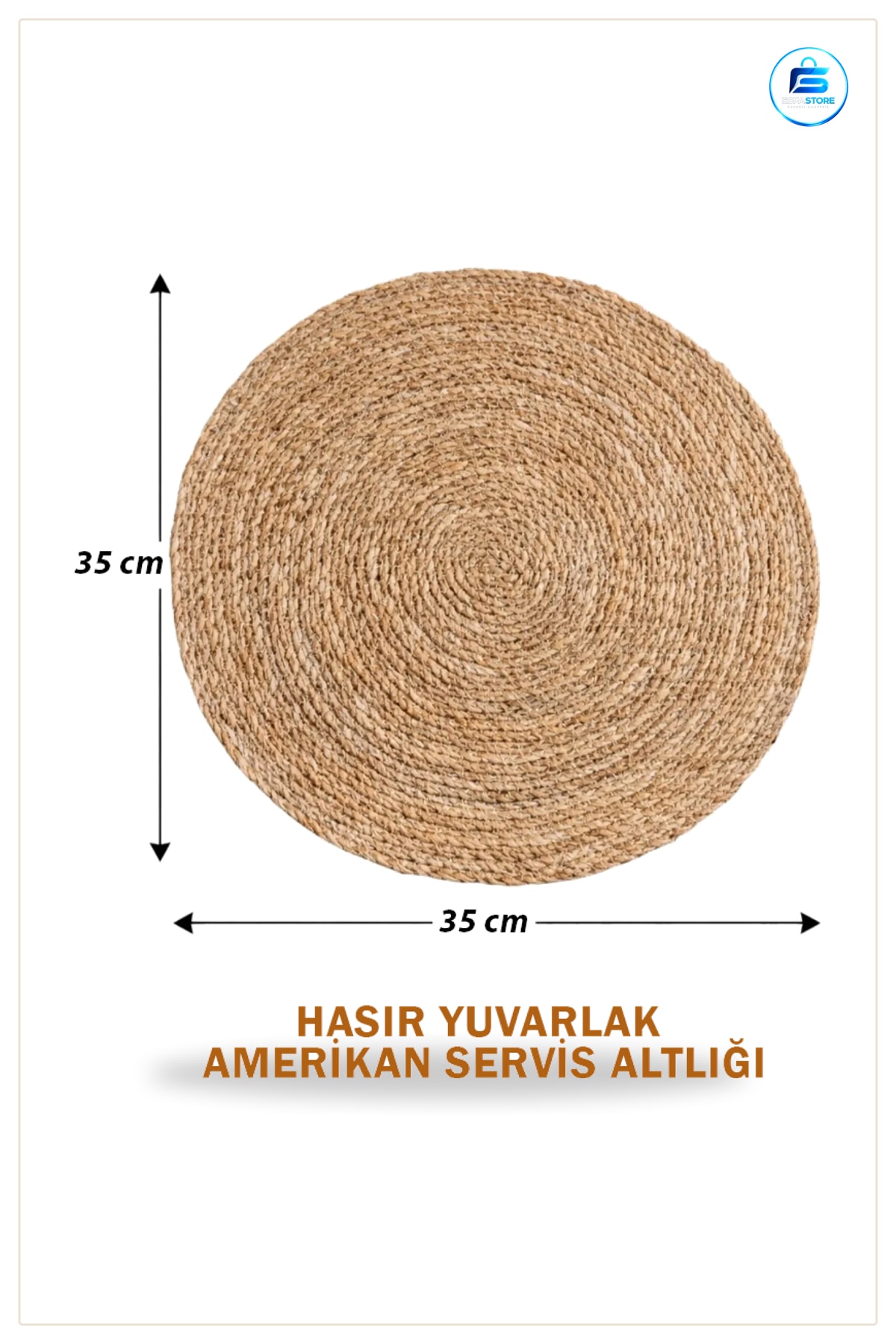 Amerikan Servis Altlığı 35 cm Yuvarlak Hasır Görünümlü Sentetik Runner Masa Koruyucu Mutfak