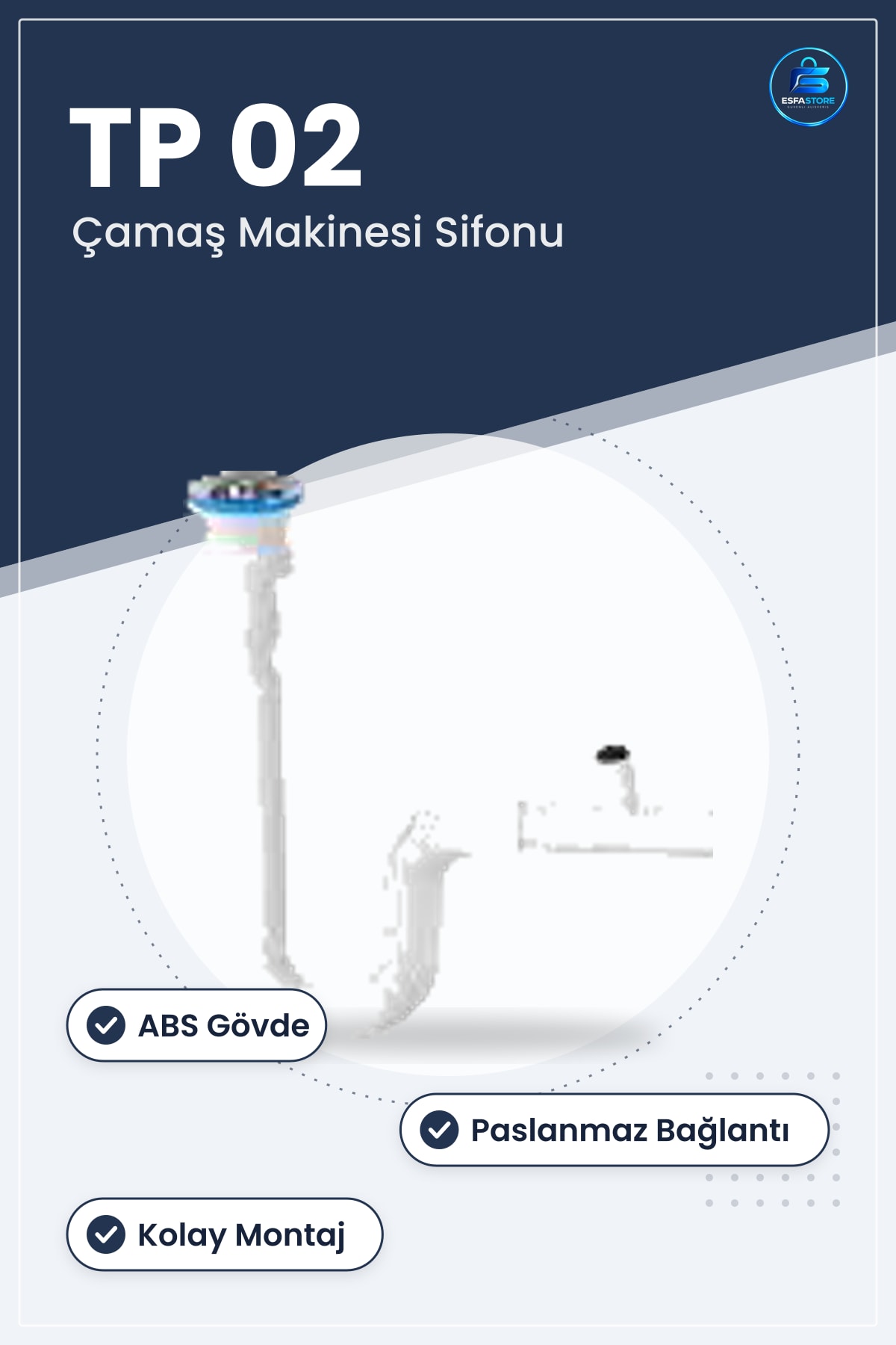 Çamaşır Çıkışlı Sifon TP ABS Paslanmaz Bağlantılı Banyo Tesisatı Atık Su Tahliye Hattı