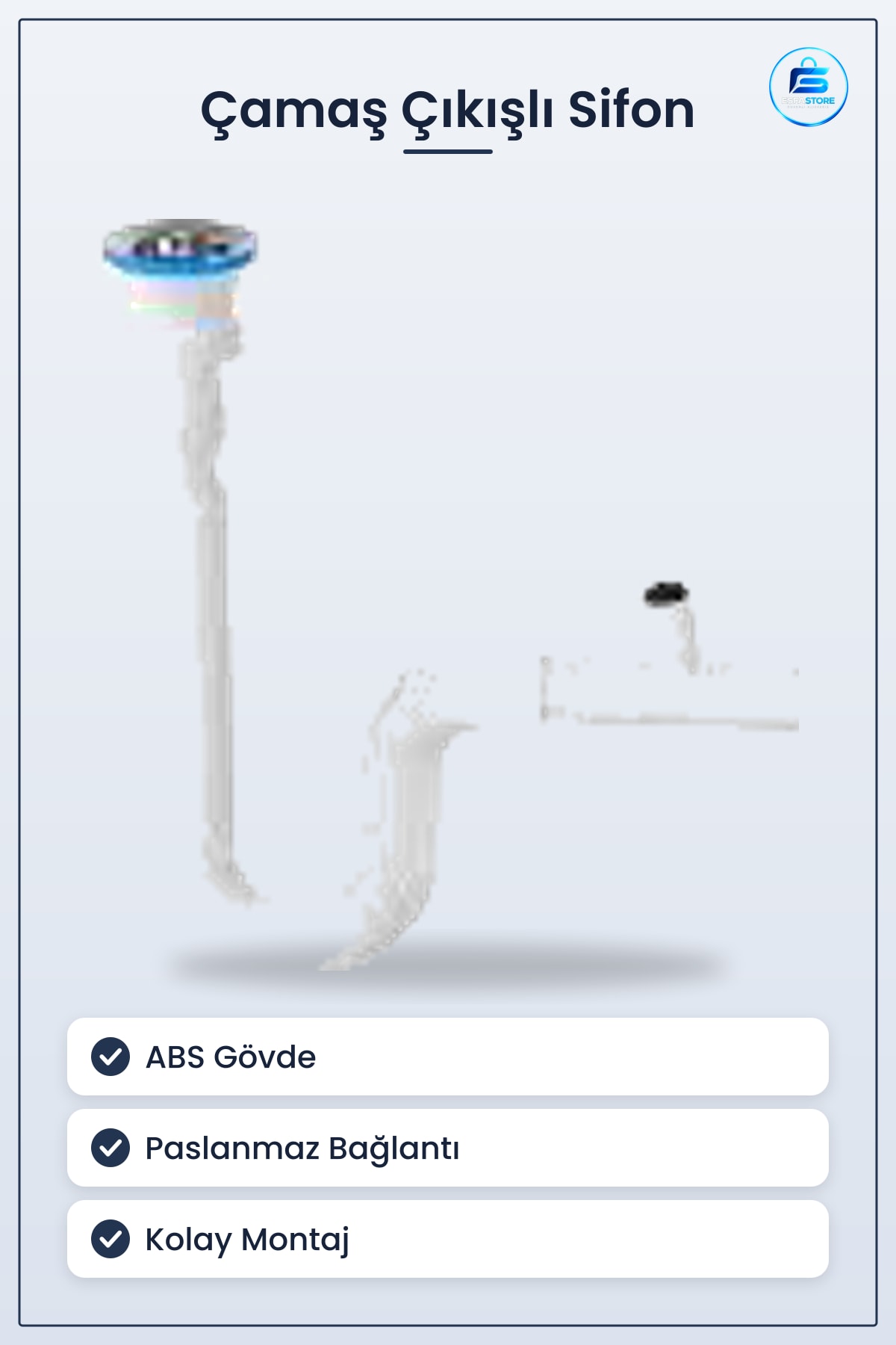 Çamaşır Çıkışlı Sifon TP ABS Paslanmaz Bağlantılı Banyo Tesisatı Atık Su Tahliye Hattı