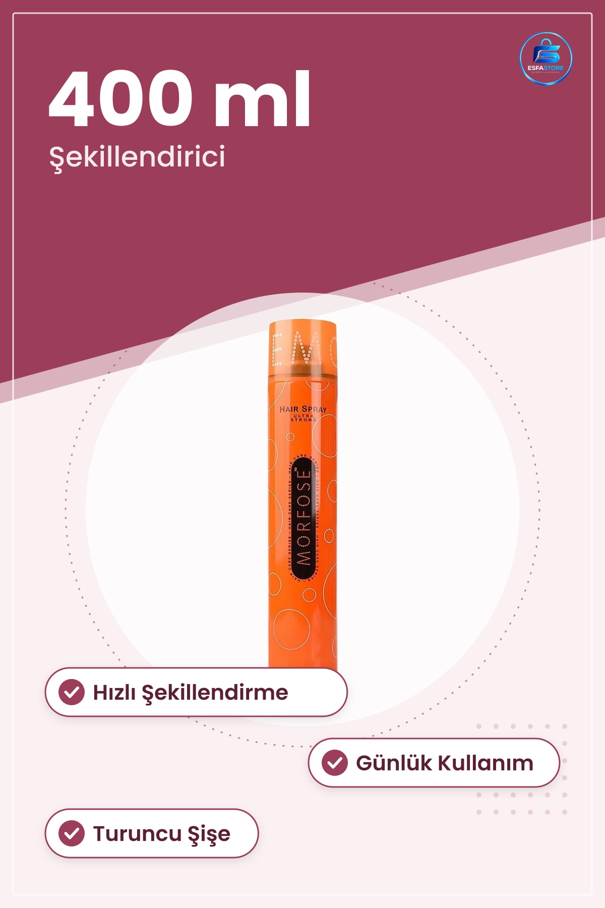 Saç Spreyi 400 ml Turuncu Şekillendirici Sprey Hızlı Şekillendirme Günlük Kullanım İçin Ürün
