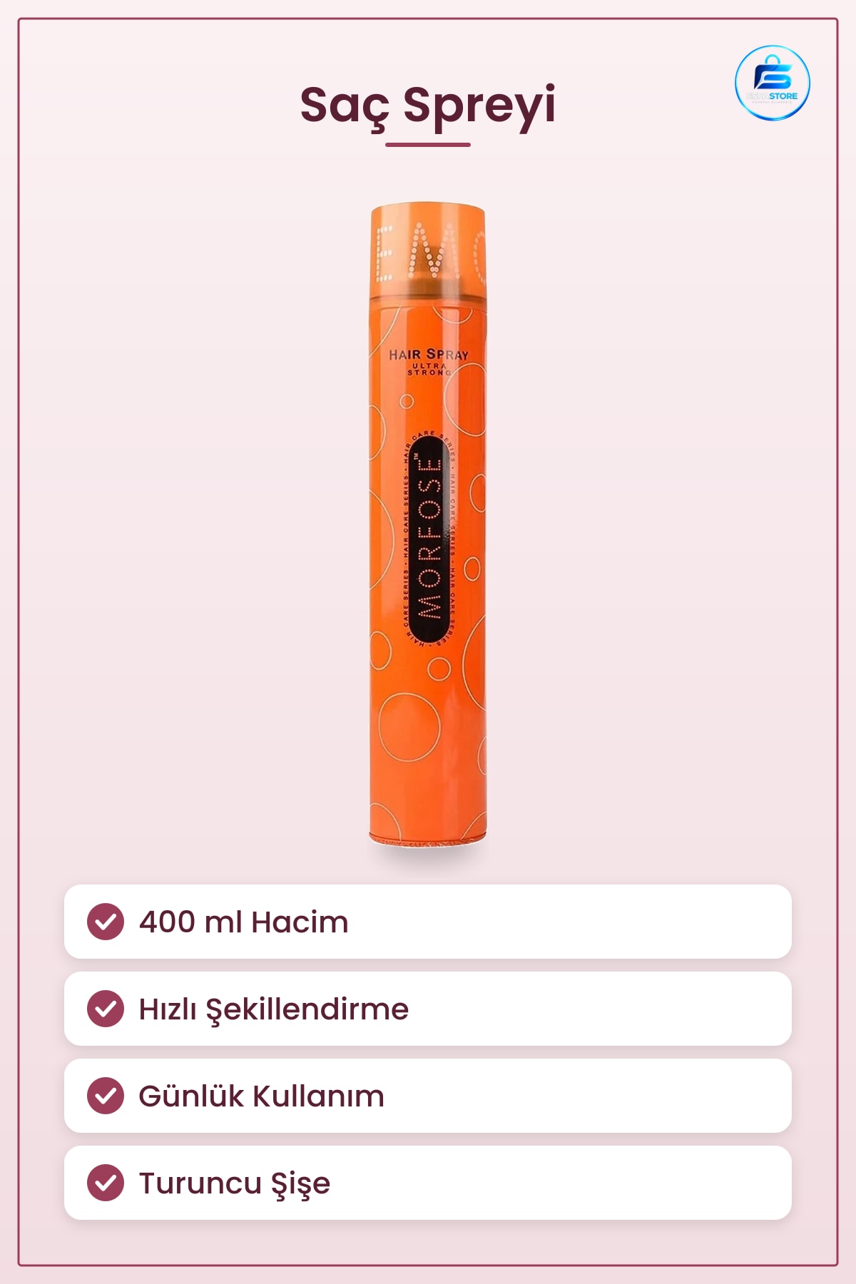 Saç Spreyi 400 ml Turuncu Şekillendirici Sprey Hızlı Şekillendirme Günlük Kullanım İçin Ürün