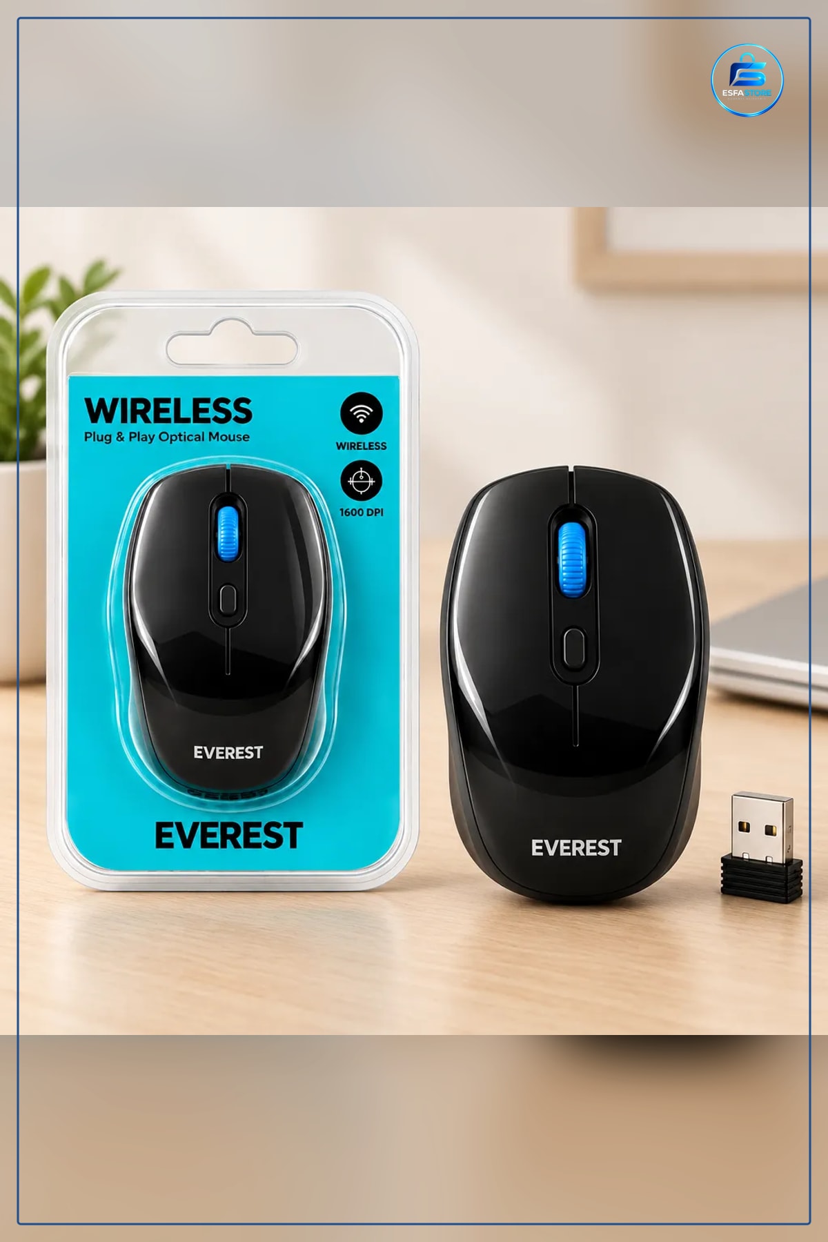 Kablosuz Optik Mouse Siyah USB Alıcılı Ergonomik Bilgisayar Dizstü Ofis Taşınabilir