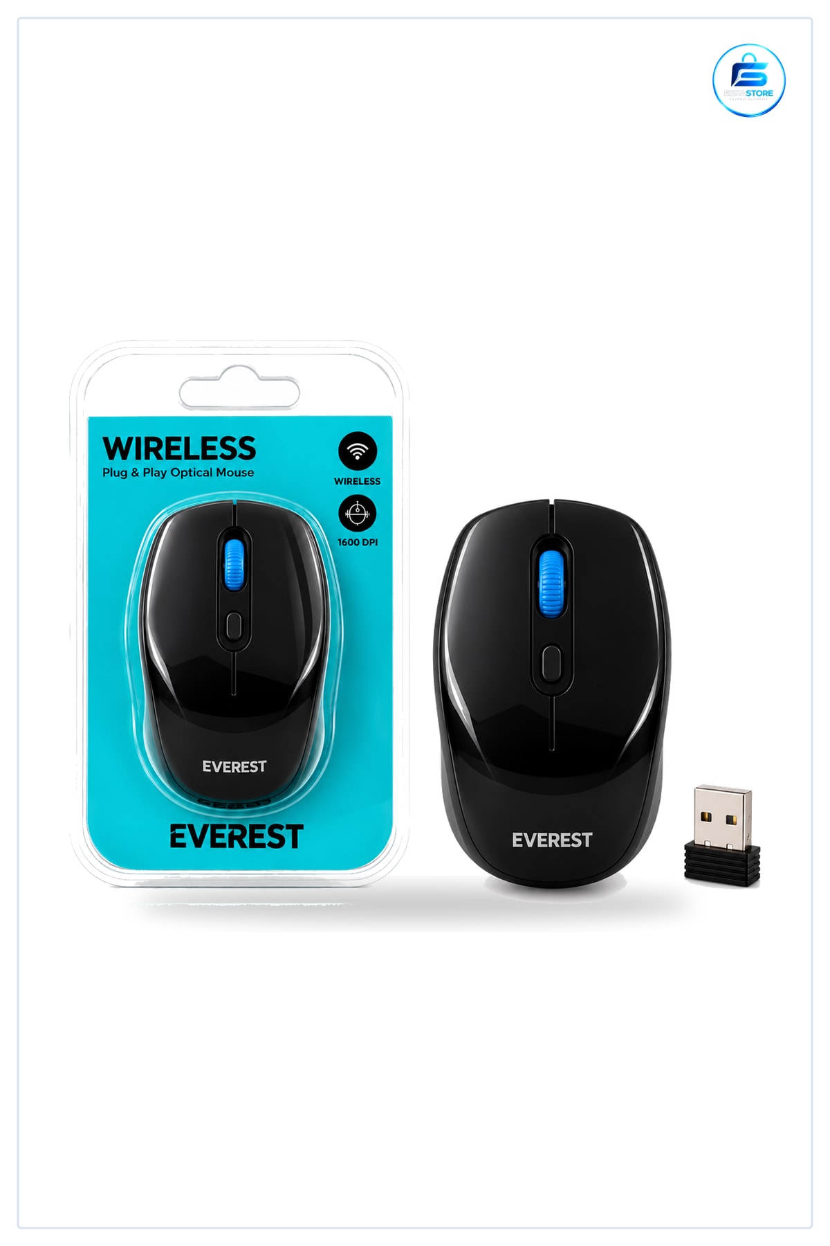Kablosuz Optik Mouse Siyah USB Alıcılı Ergonomik Bilgisayar Dizstü Ofis Taşınabilir
