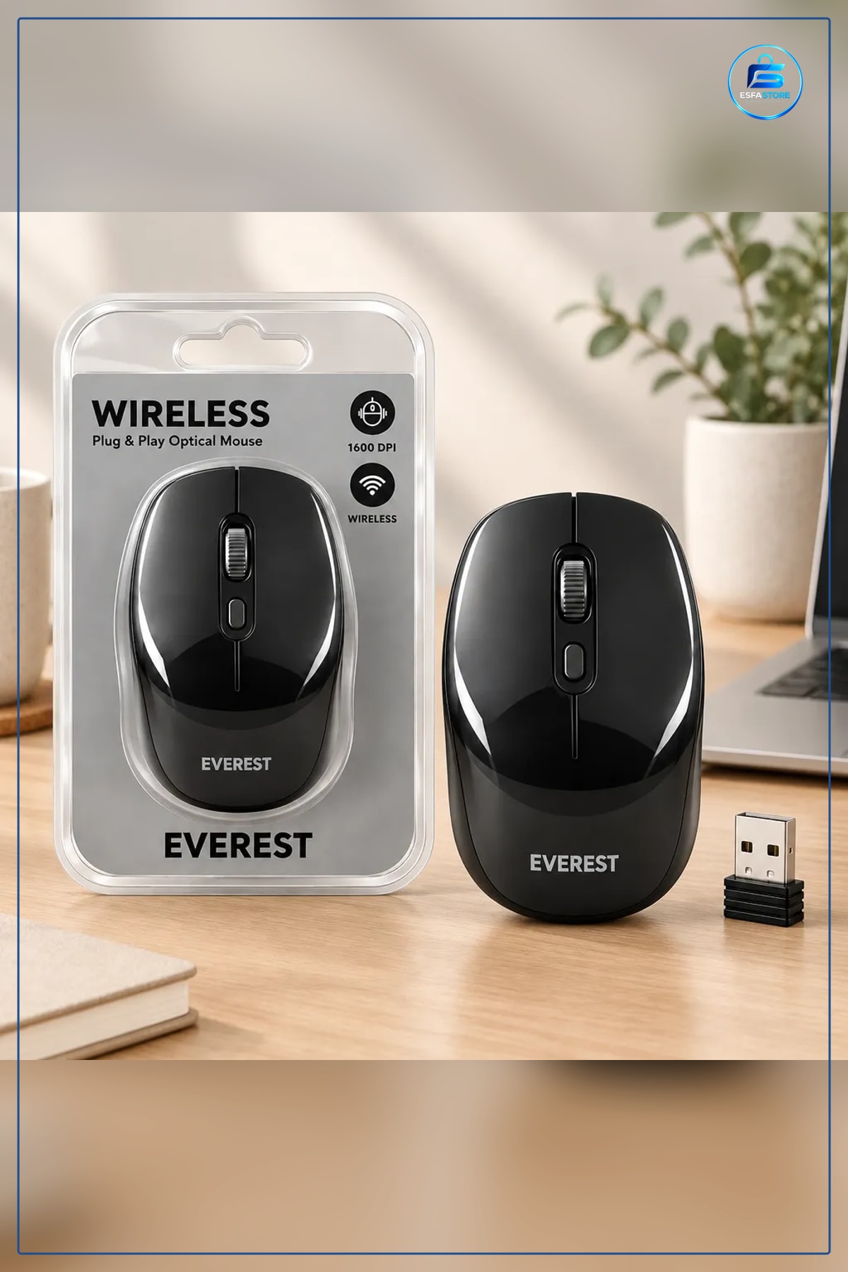Kablosuz Optik Mouse DPI USB Alıcılı Ofis Ev Bilgisayar Ergonomik Siyah Taşınabilir