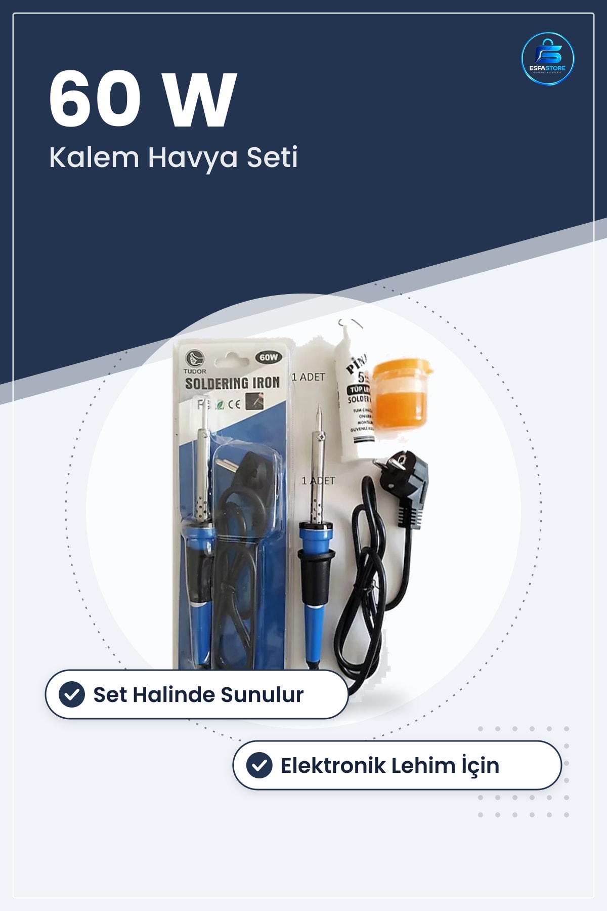Kalem Havya 60 W Set Elektronik Lehim Tamir Onarım Hırdavat Aracı Ev Atölye Hobi Kullanımı