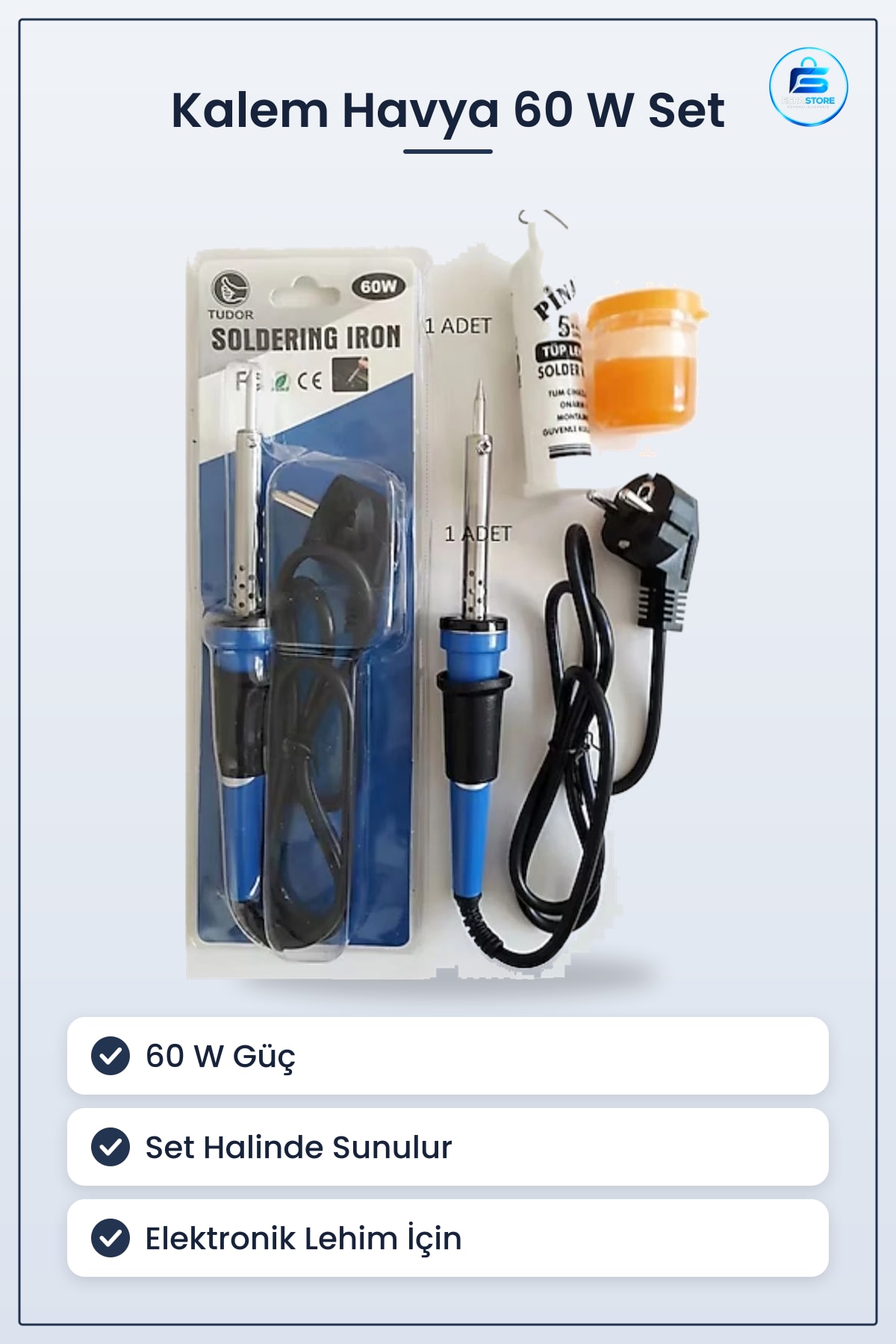 Kalem Havya 60 W Set Elektronik Lehim Tamir Onarım Hırdavat Aracı Ev Atölye Hobi Kullanımı