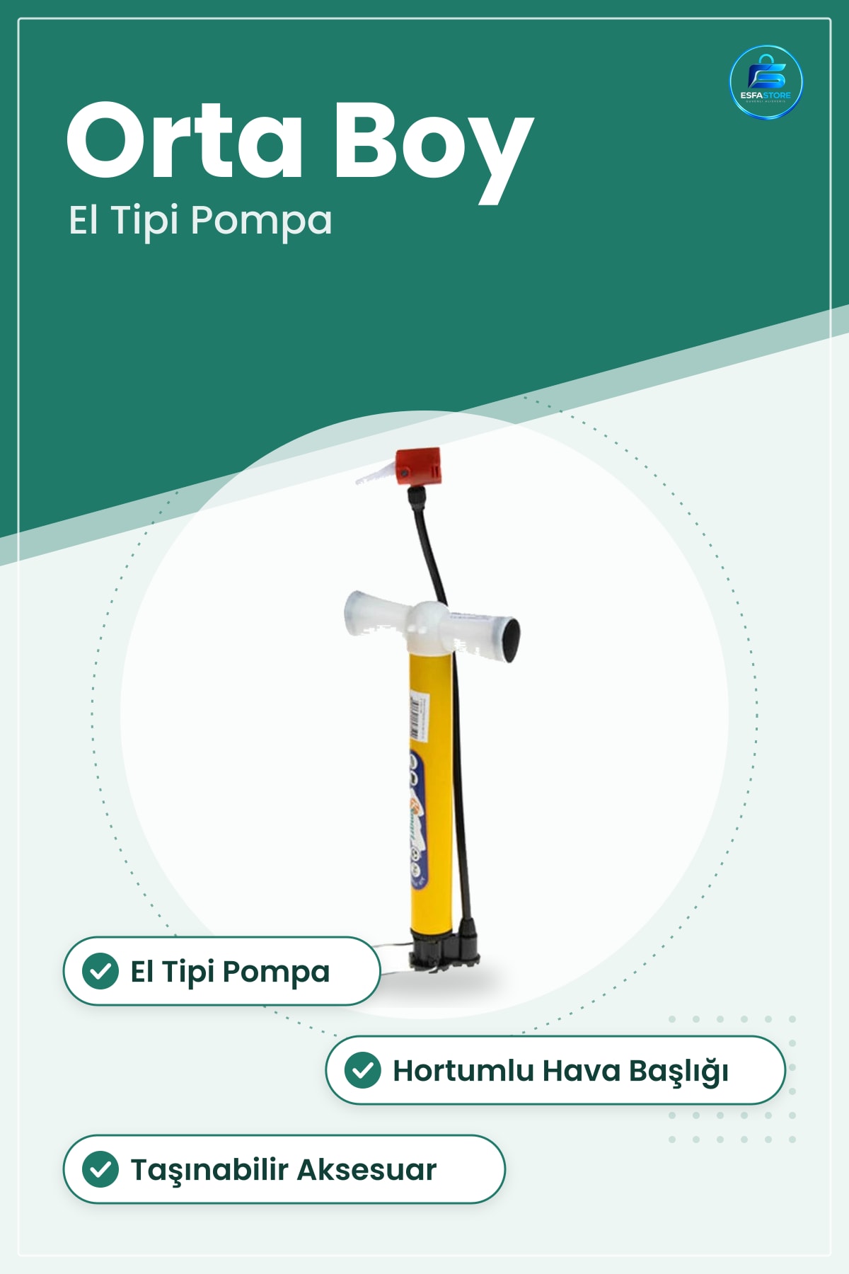 Orta Boy Bisiklet Pompası El Tipi Hava Lastik Şişirici Pratik Kolay Taşınabilir Aksesuar