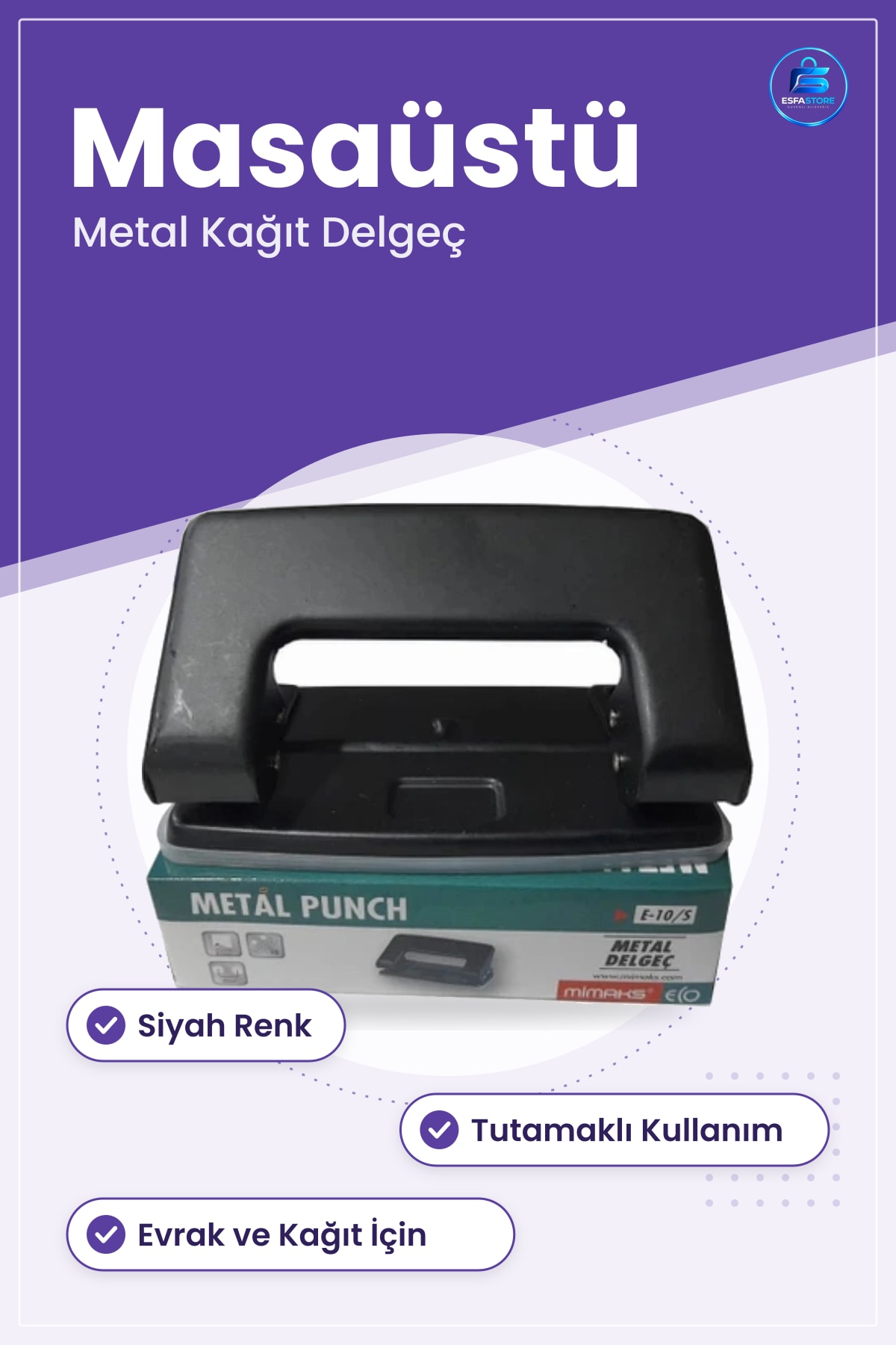 Metal Delgeç Kağıt Delme Aleti Ofis Kırtasiye Evrak Dosyalama Masaüstü Delici Punch