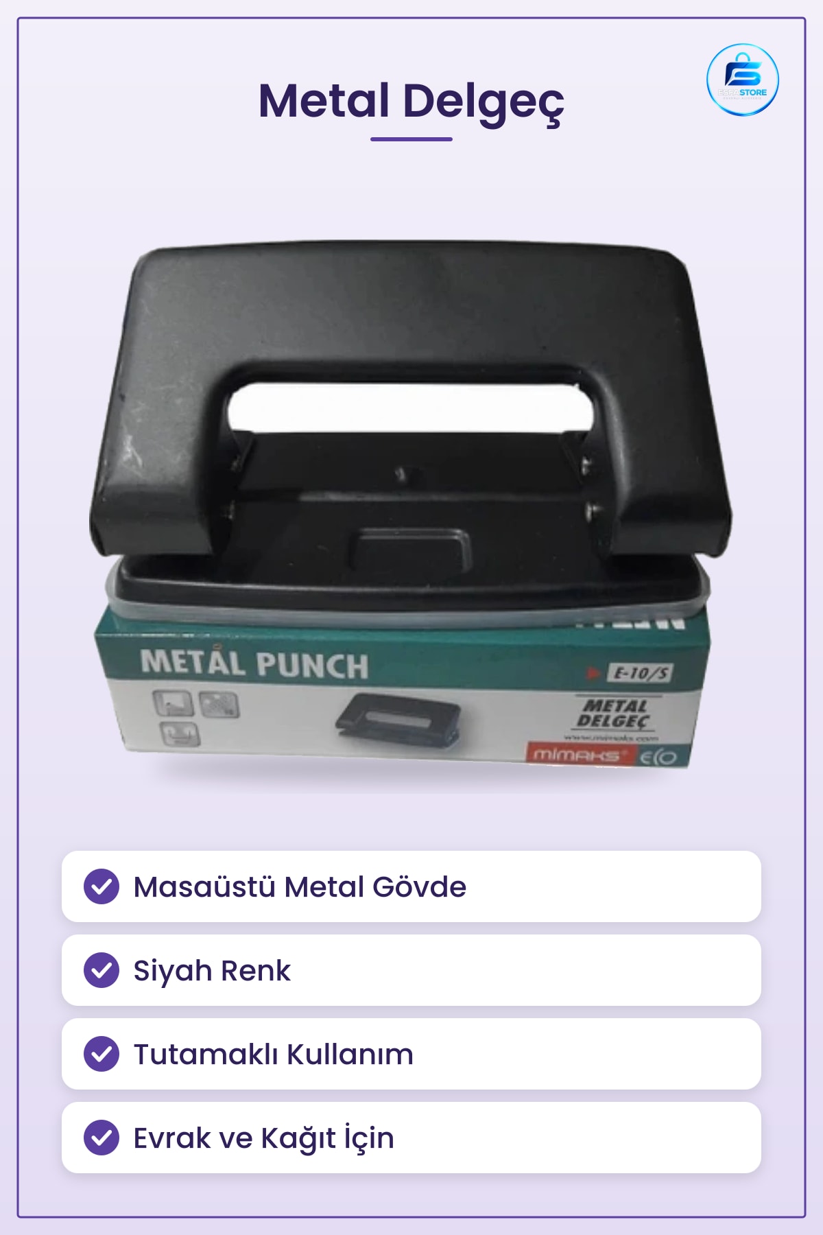 Metal Delgeç Kağıt Delme Aleti Ofis Kırtasiye Evrak Dosyalama Masaüstü Delici Punch