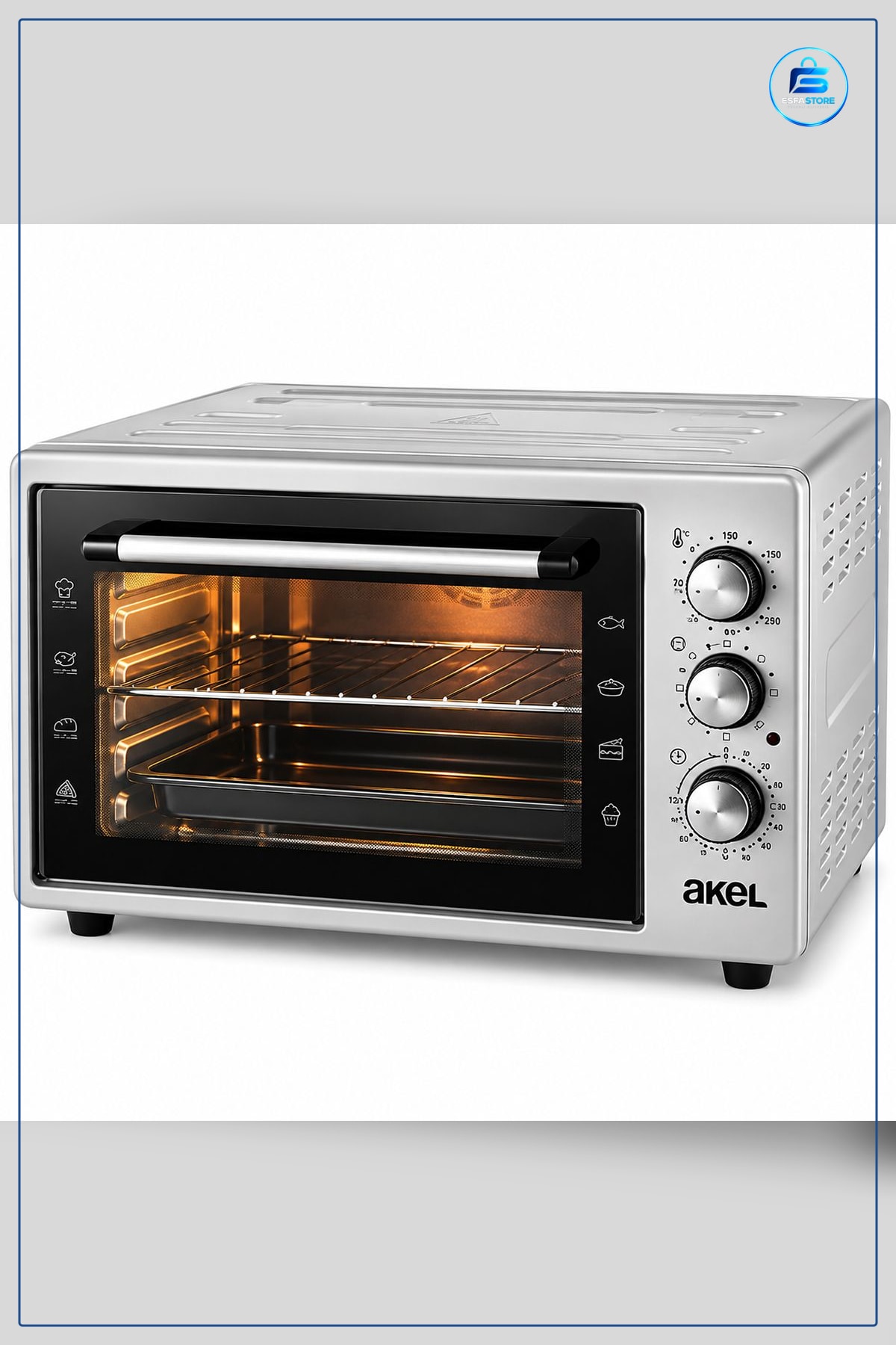 Midi Fırın 1200W 32LT Saatli Kare 3 Kademeli Güç Ayarlanabilir Termostat Mutfak Pişirme