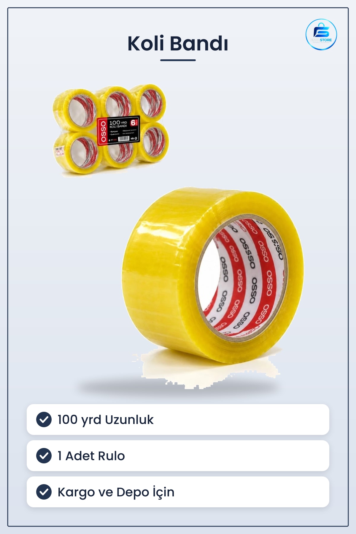 Koli Bandı Yrd 1 Adet Ambalaj Kutu Paketleme Kargo Taşıma Ev Depo Ofis Rulo Bant