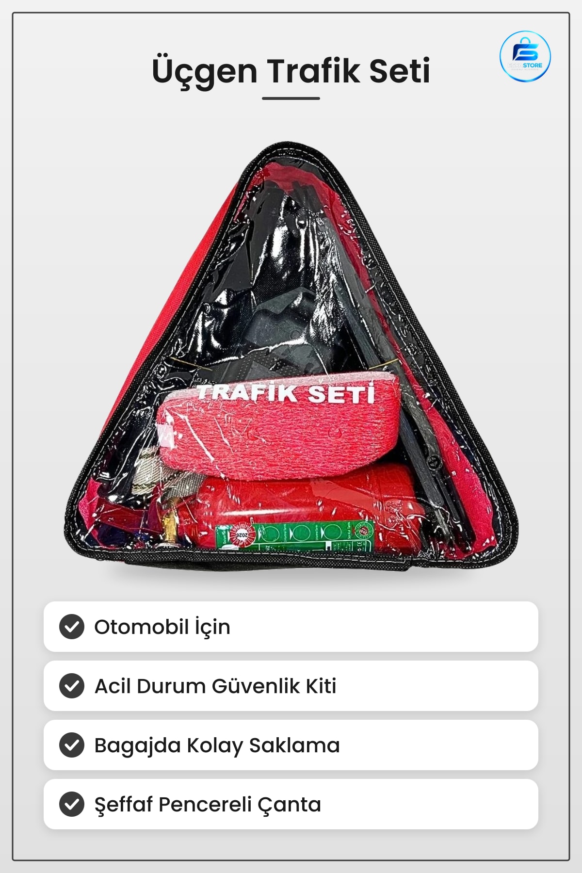 Üçgen Trafik Seti Otomobil İçin Acil Durum Araç Güvenlik Kiti Yol Yardım Ekipmanı Seyahat